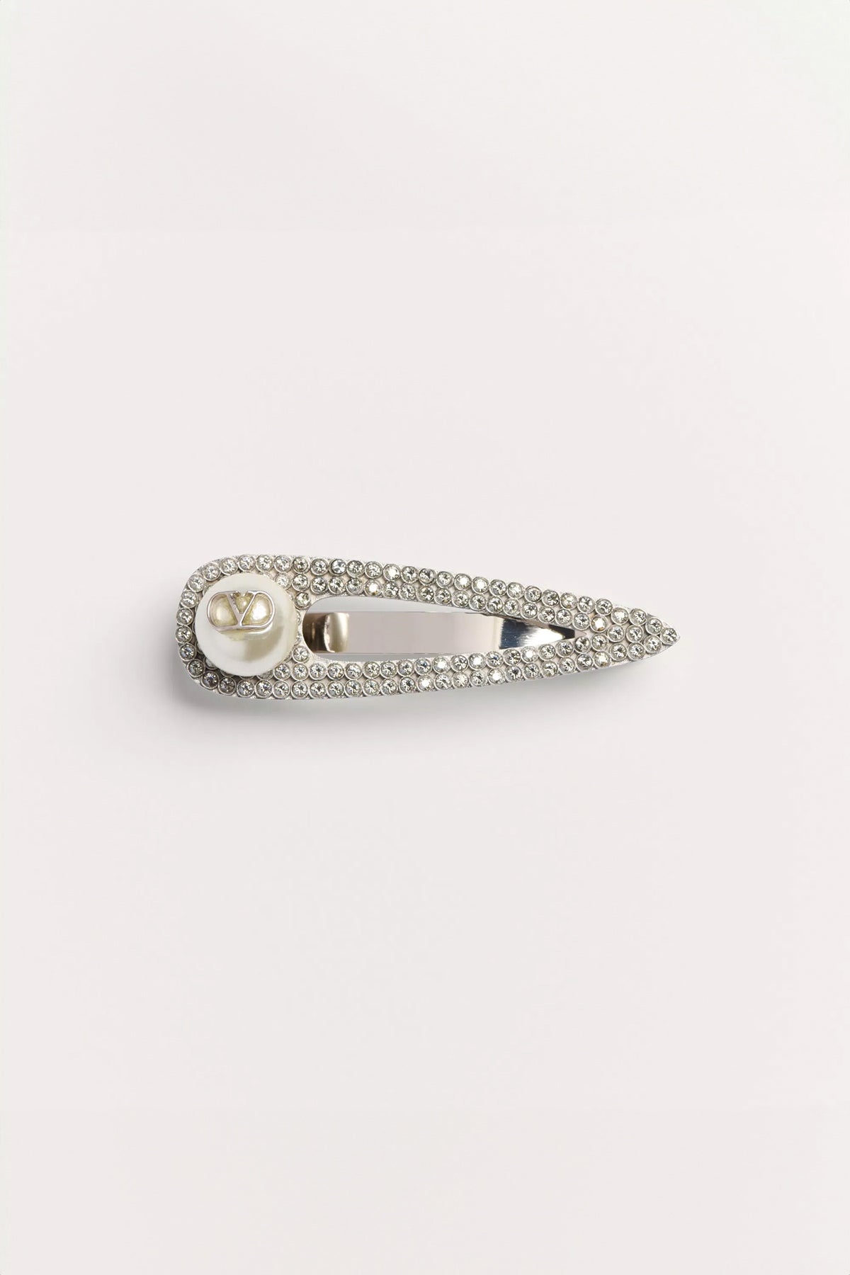 VALENTINO GARAVANI | VLOGO SIGNATURE METAL TIE CLIP WITH SWAROVSKI® CRYSTALS AND PEARL - MAXFIELD LA