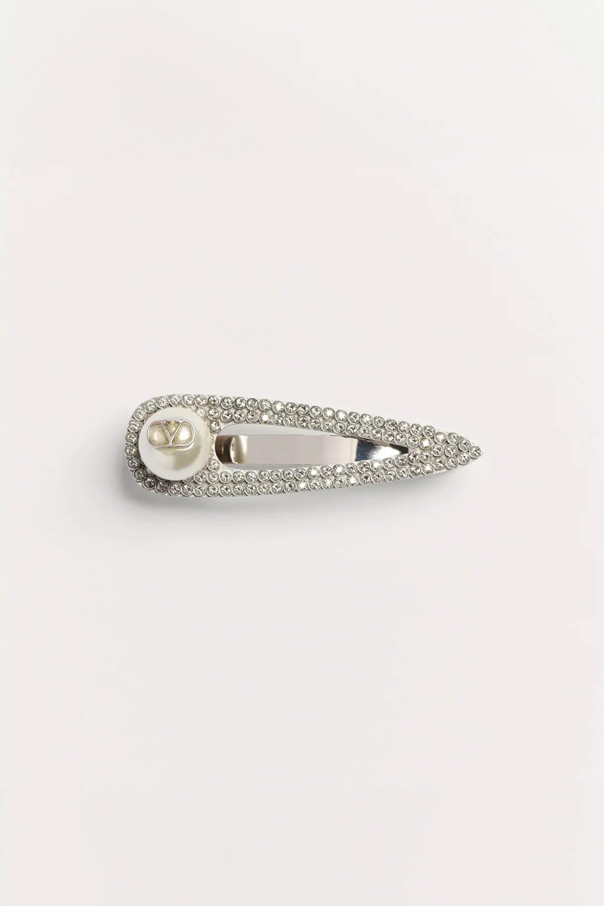 VALENTINO GARAVANI | VLOGO SIGNATURE METAL TIE CLIP WITH SWAROVSKI® CRYSTALS AND PEARL