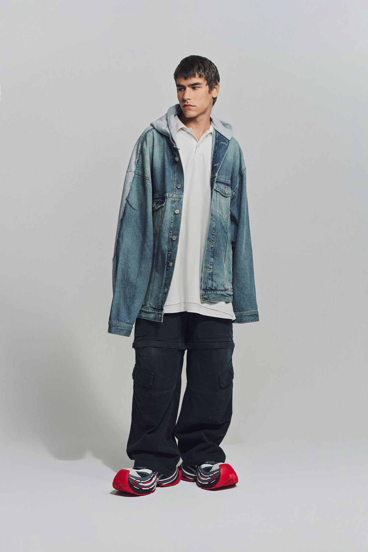 BALENCIAGA | HOODED DENIM JACKET - MAXFIELD LA