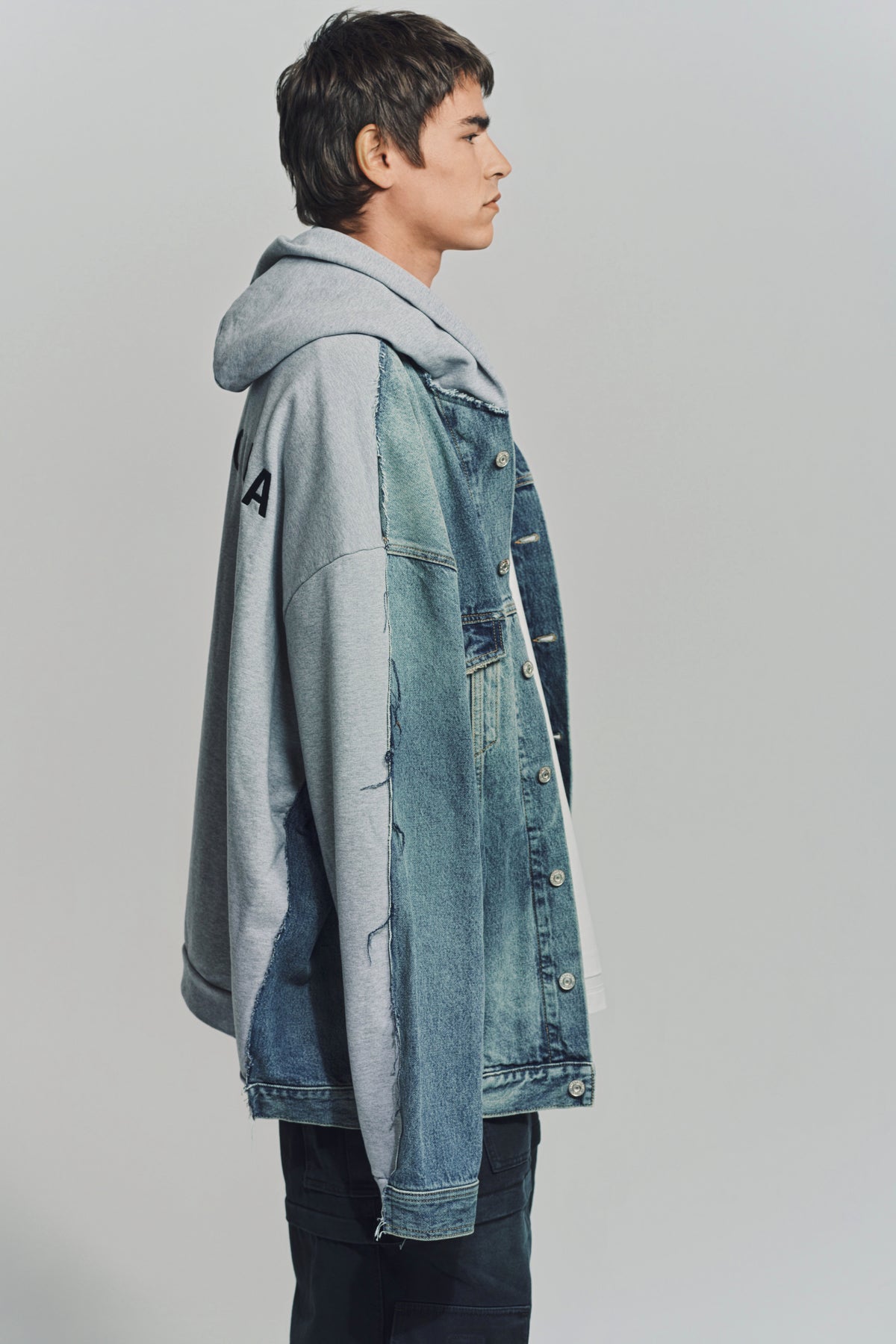 BALENCIAGA | HOODED DENIM JACKET - MAXFIELD LA