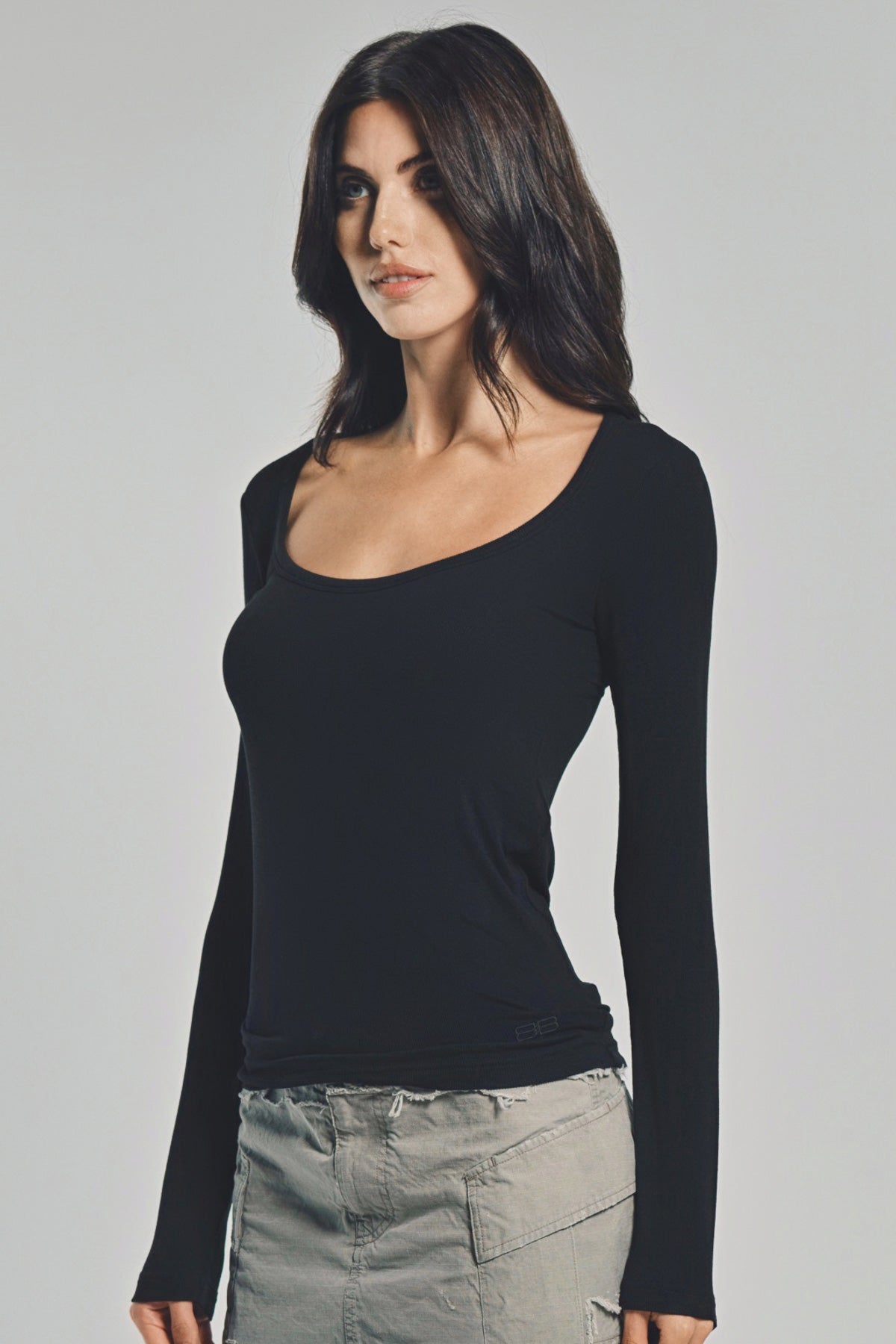 BALENCIAGA | LONG SLEEVE GARDEROBE DÉCOLLETÉ TOP