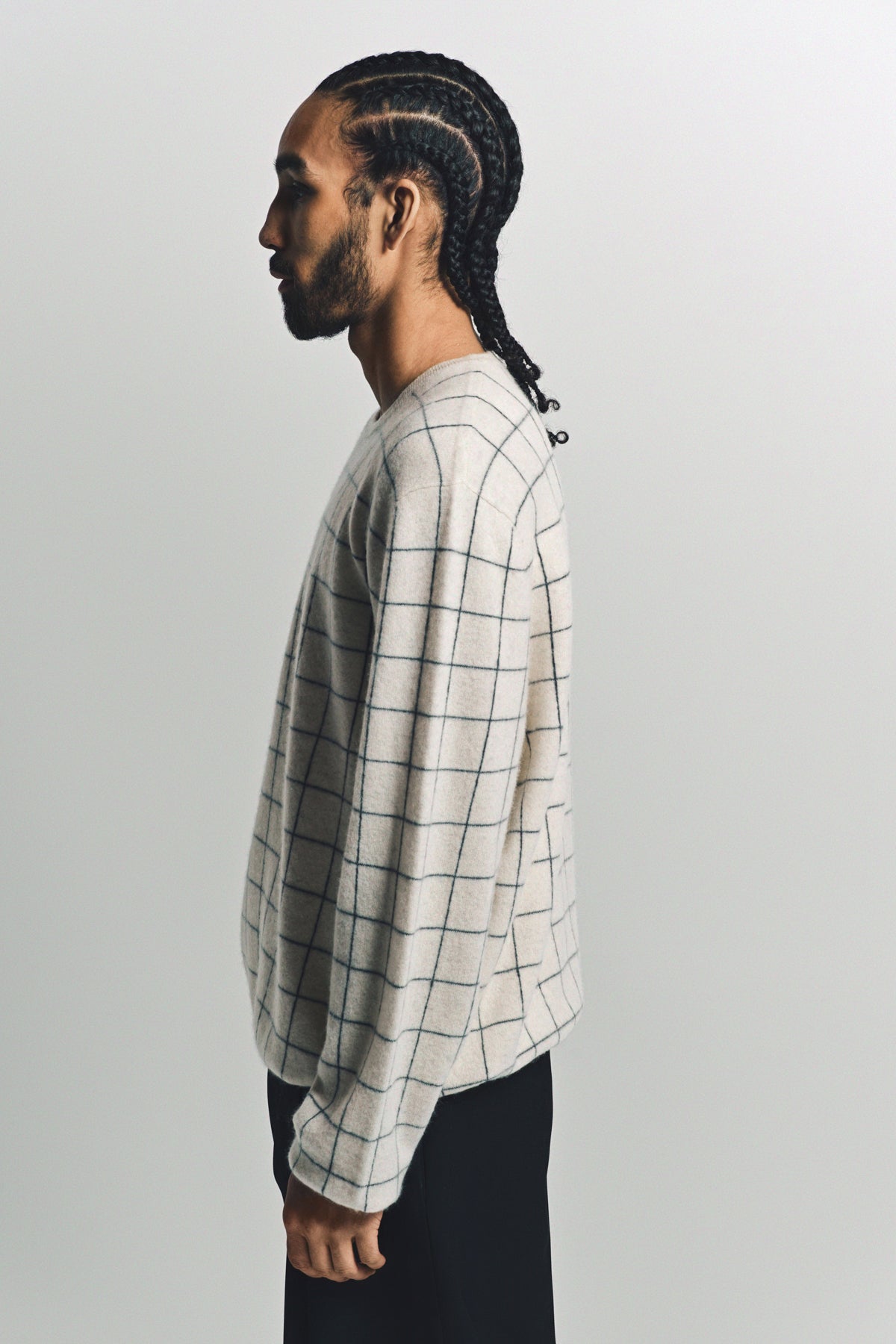 FRENCKENBERGER | BOYFRIEND R-NECK CHECKERED SWEATER