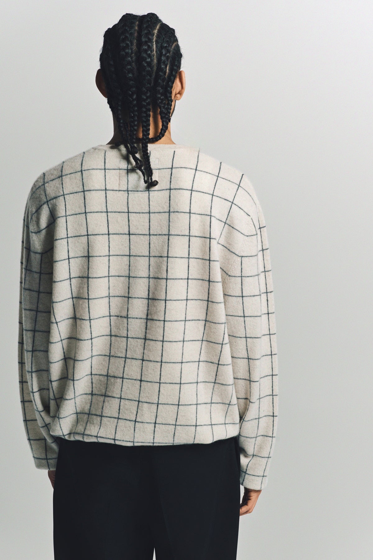 FRENCKENBERGER | BOYFRIEND R-NECK CHECKERED SWEATER