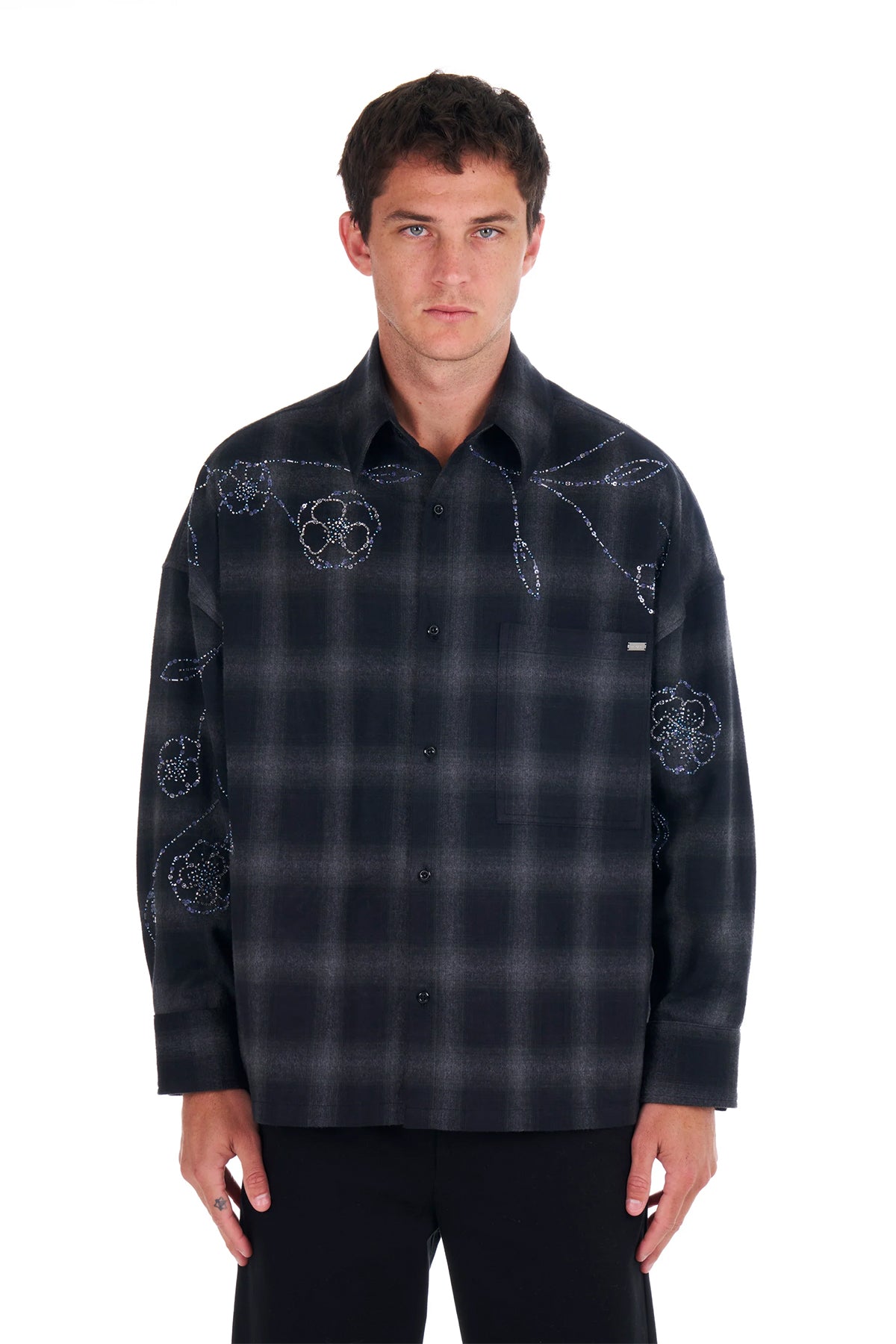 NAHMIAS | PLAID BEAD OVERSIZED SHIRT - MAXFIELD LA