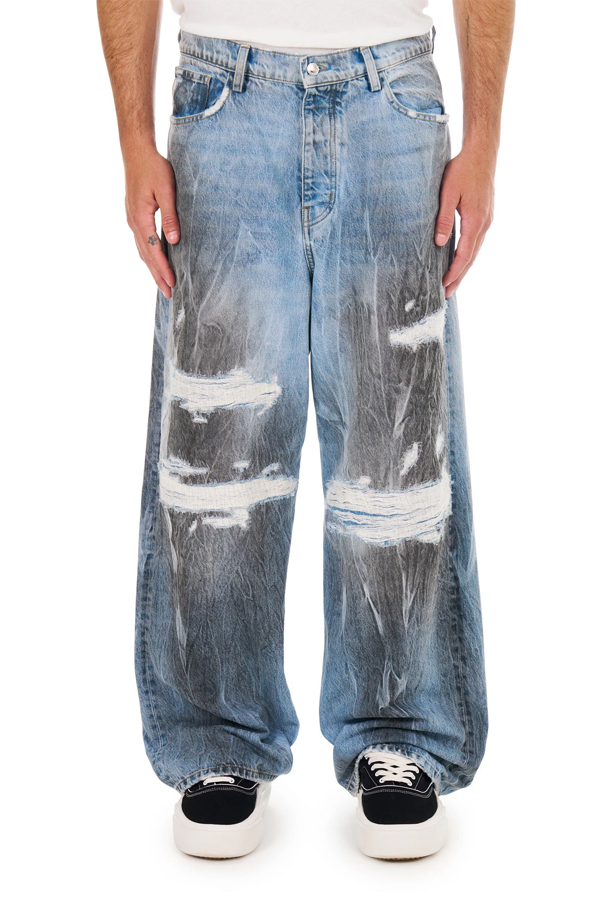NAHMIAS | THRASHED BAGGY JEANS - MAXFIELD LA