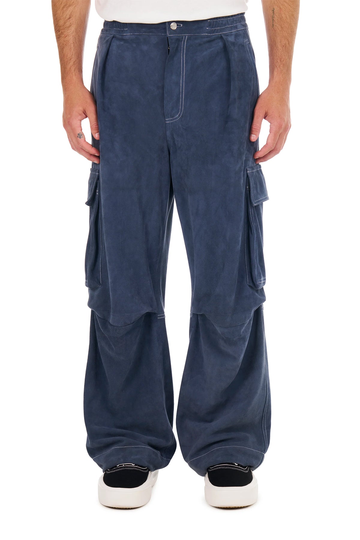 NAHMIAS | SUEDE PLEATED CARGO PANTS - MAXFIELD LA
