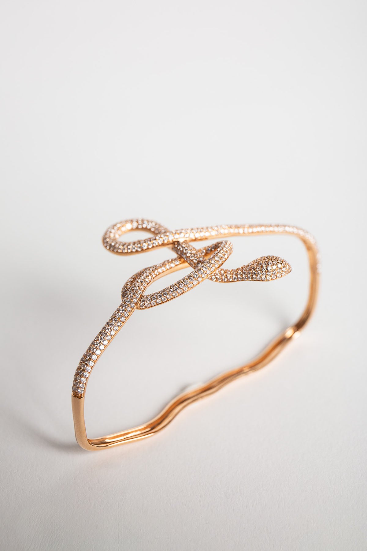STEFERE | ROSE GOLD & DIAMOND SNAKE PALM RING