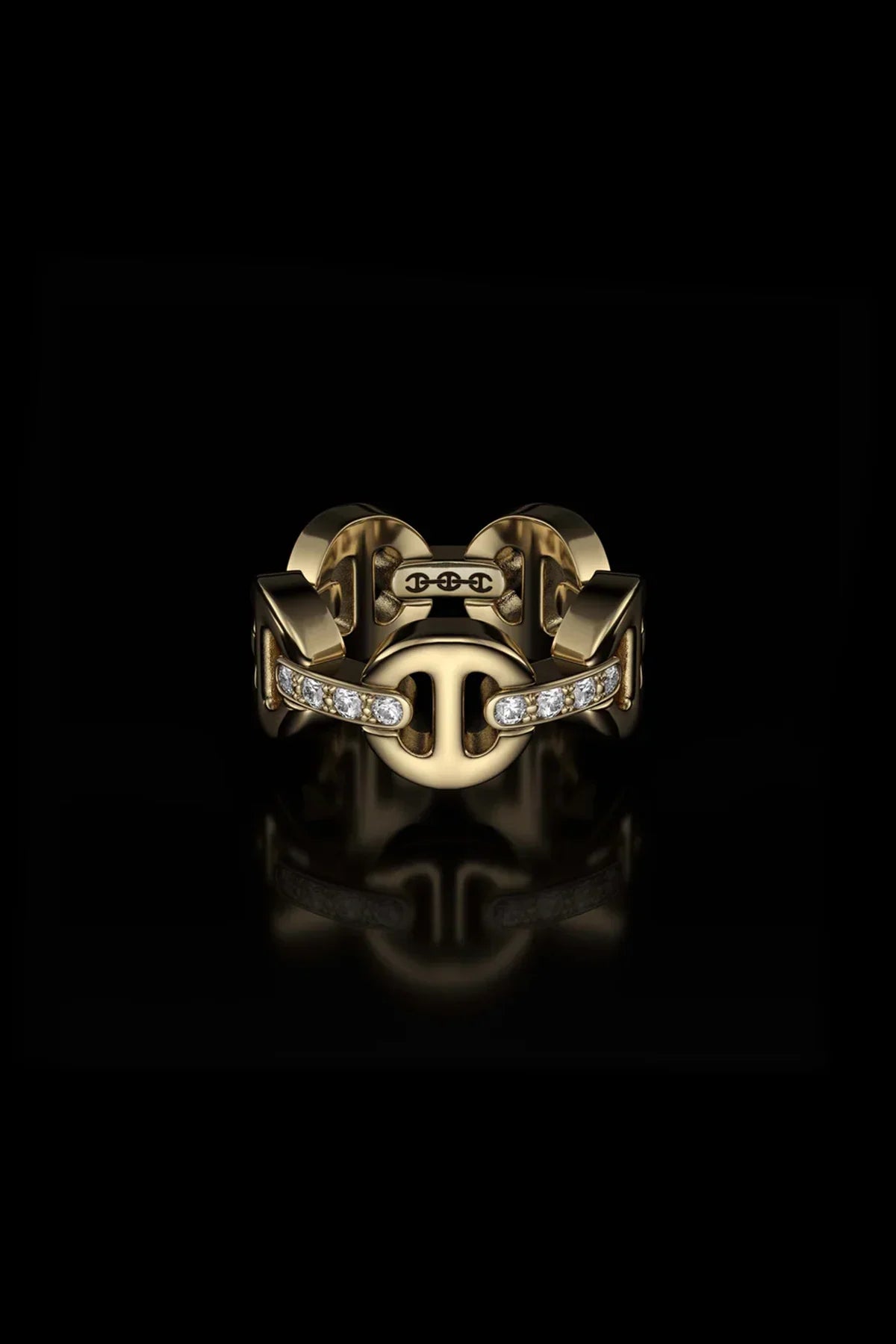 HOORSENBUHS | CLASSIC TRI-LINK WITH DIAMOND BRIDGES RING