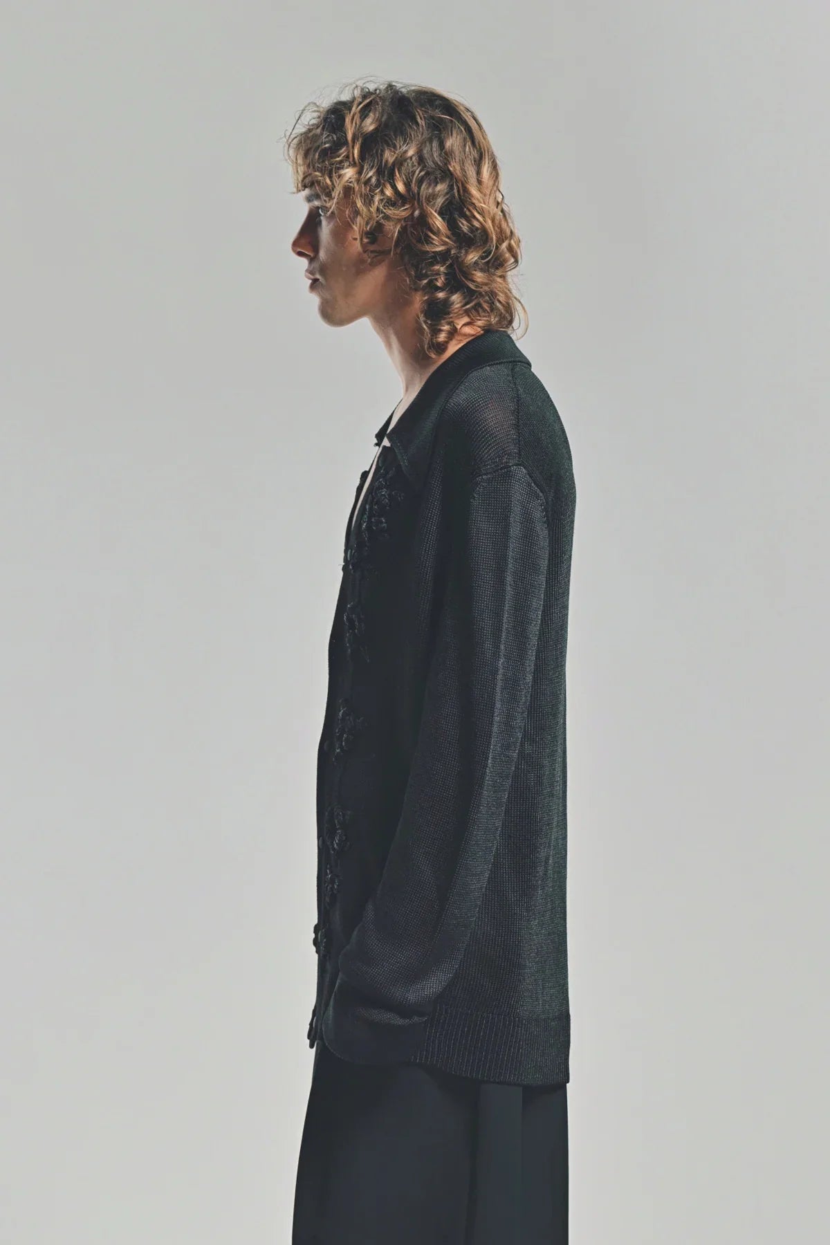 JIL SANDER | CROCHET FLOWER LONG SLEEVE SHIRT
