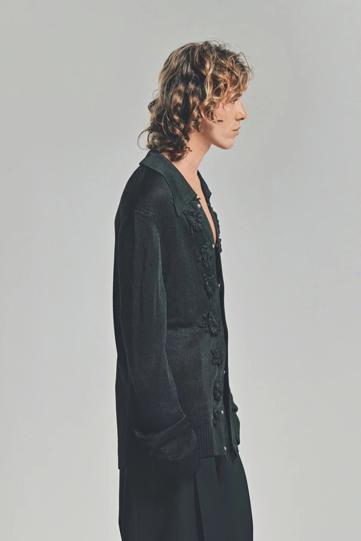 JIL SANDER | CROCHET FLOWER LONG SLEEVE SHIRT