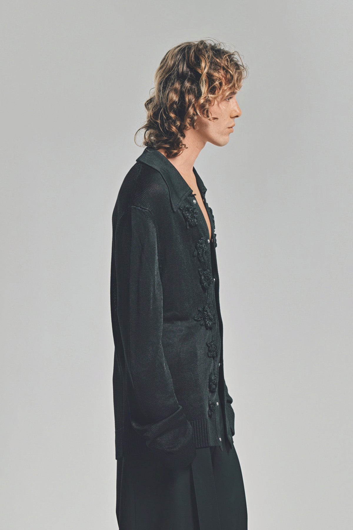 JIL SANDER | CROCHET FLOWER LONG SLEEVE SHIRT