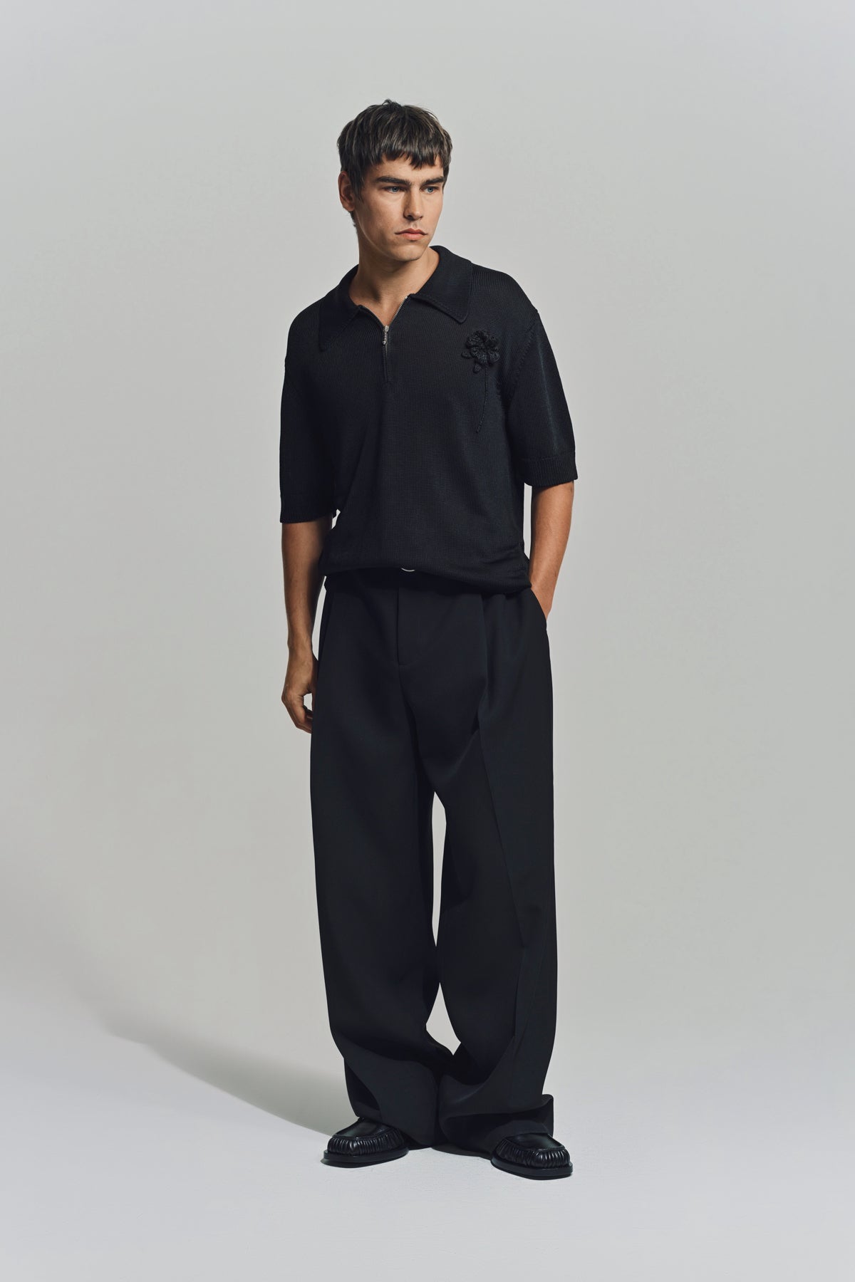 JIL SANDER | CROCHET FLOWER POLO