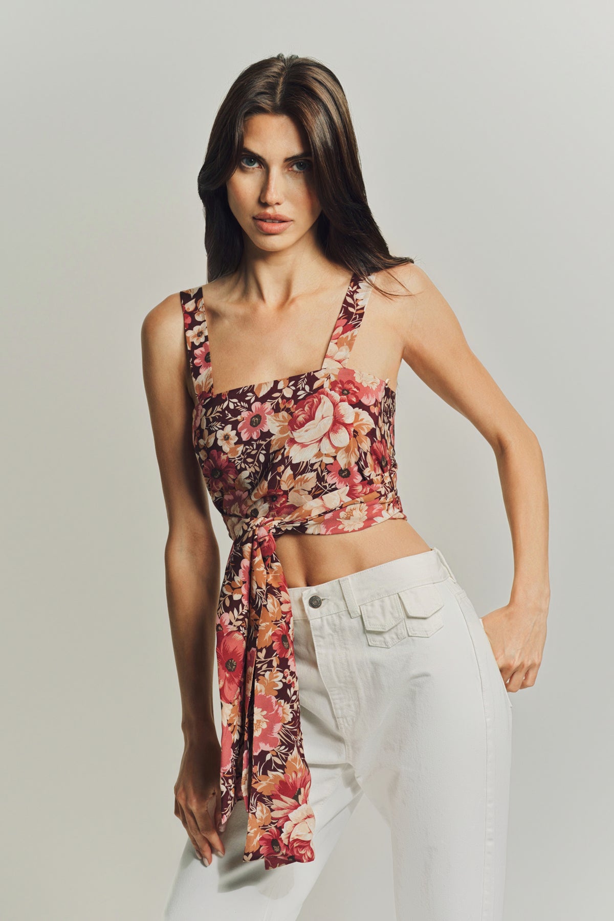 CHLOÉ | CROPPED FRONT-TIE TANK TOP IN CRÊPE DE CHINE