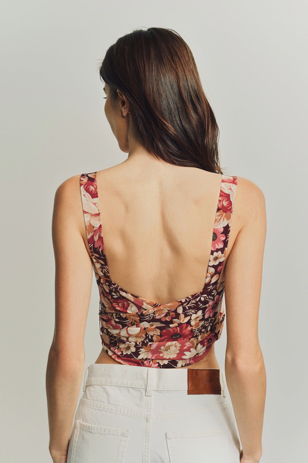 CHLOÉ | CROPPED FRONT-TIE TANK TOP IN CRÊPE DE CHINE