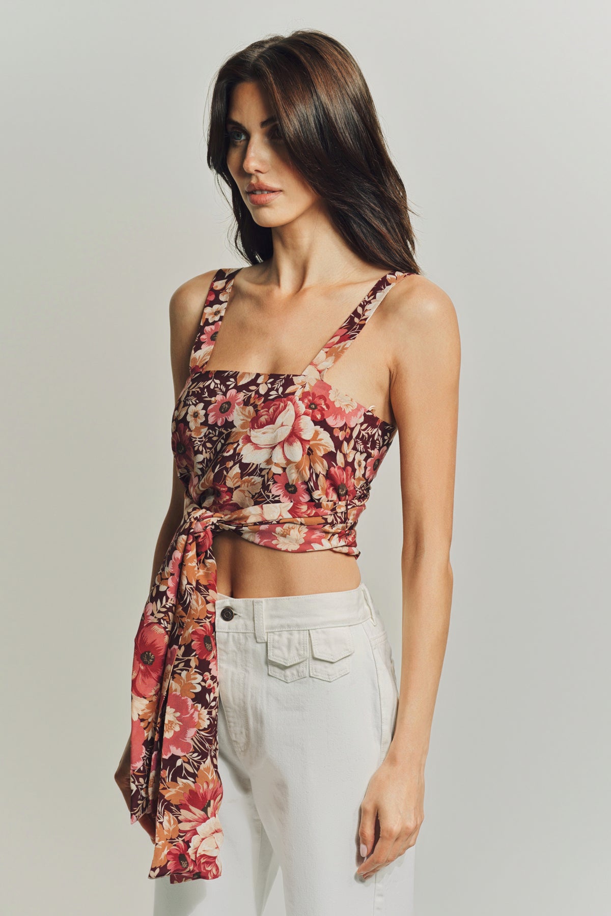 CHLOÉ | CROPPED FRONT-TIE TANK TOP IN CRÊPE DE CHINE