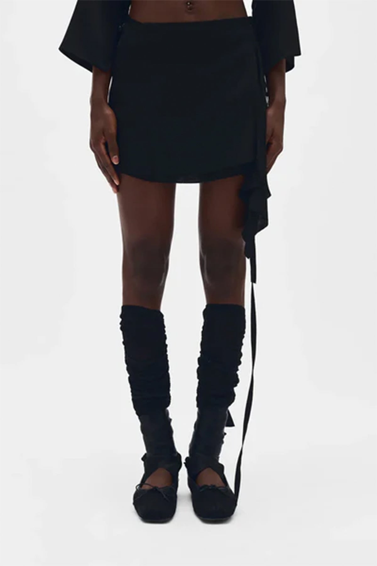 ANN DEMEULEMEESTER | BLACK ADEL OPEN RIB LEG WARMERS