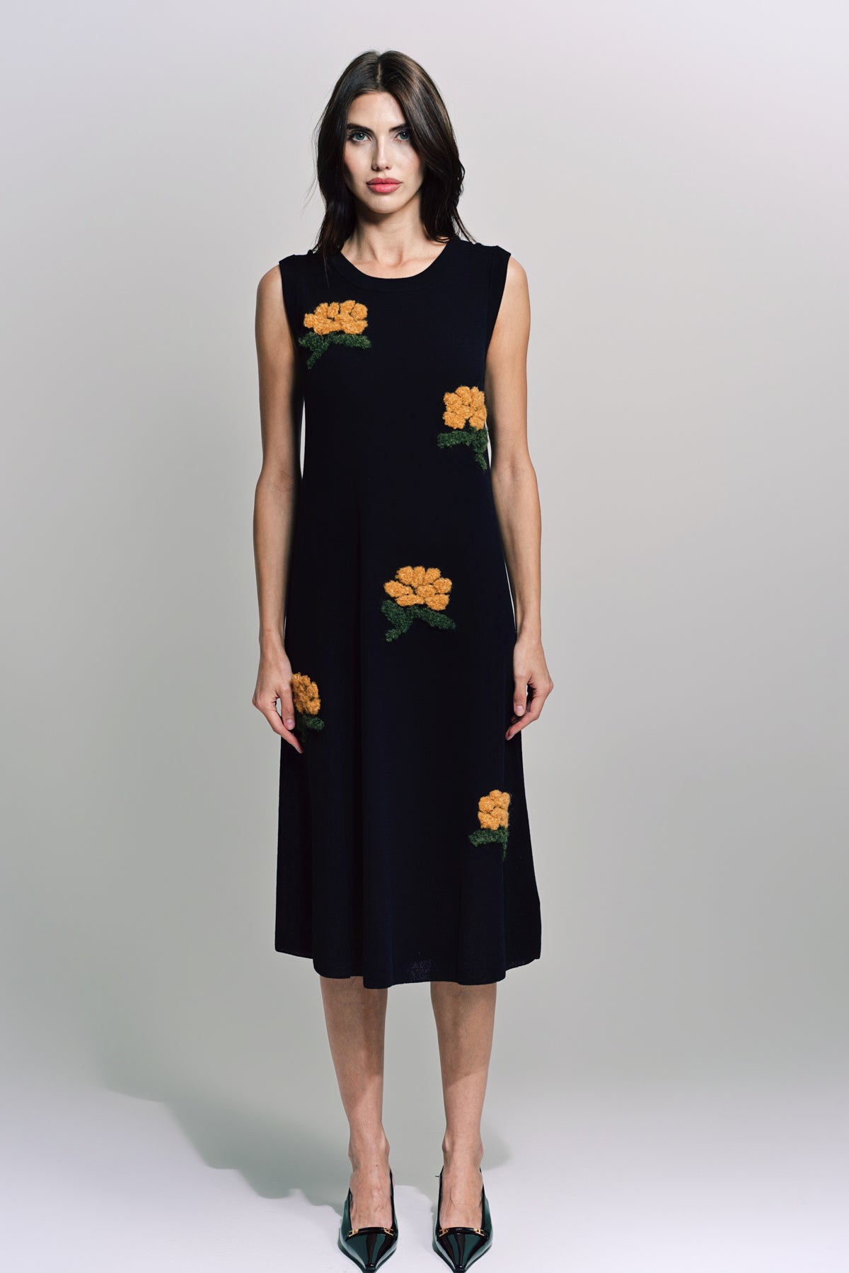 CAROLINE HU | EMBROIDERED FLOWER DRESS - MAXFIELD LA