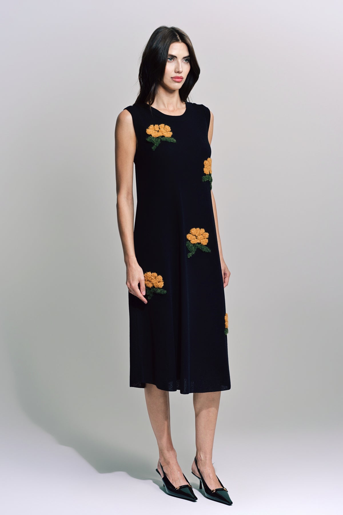 CAROLINE HU | EMBROIDERED FLOWER DRESS - MAXFIELD LA