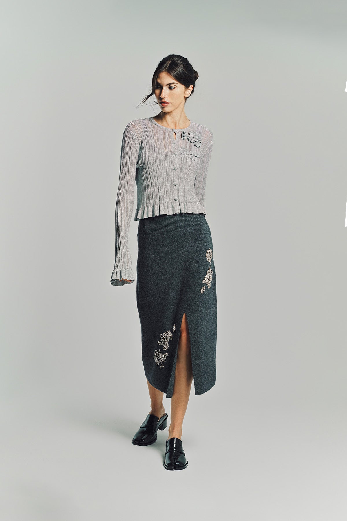 ERDEM | LUREX PLISSE CARDIGAN