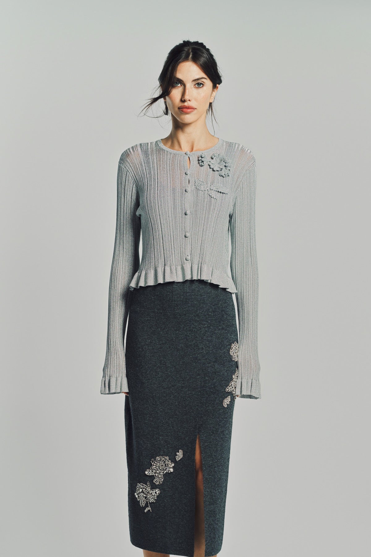 ERDEM | LUREX PLISSE CARDIGAN