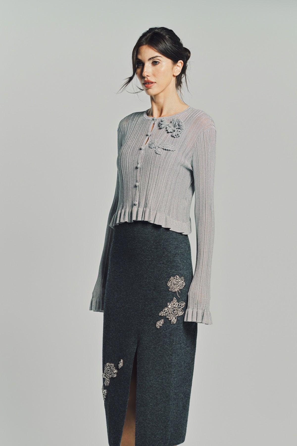 ERDEM | LUREX PLISSE CARDIGAN