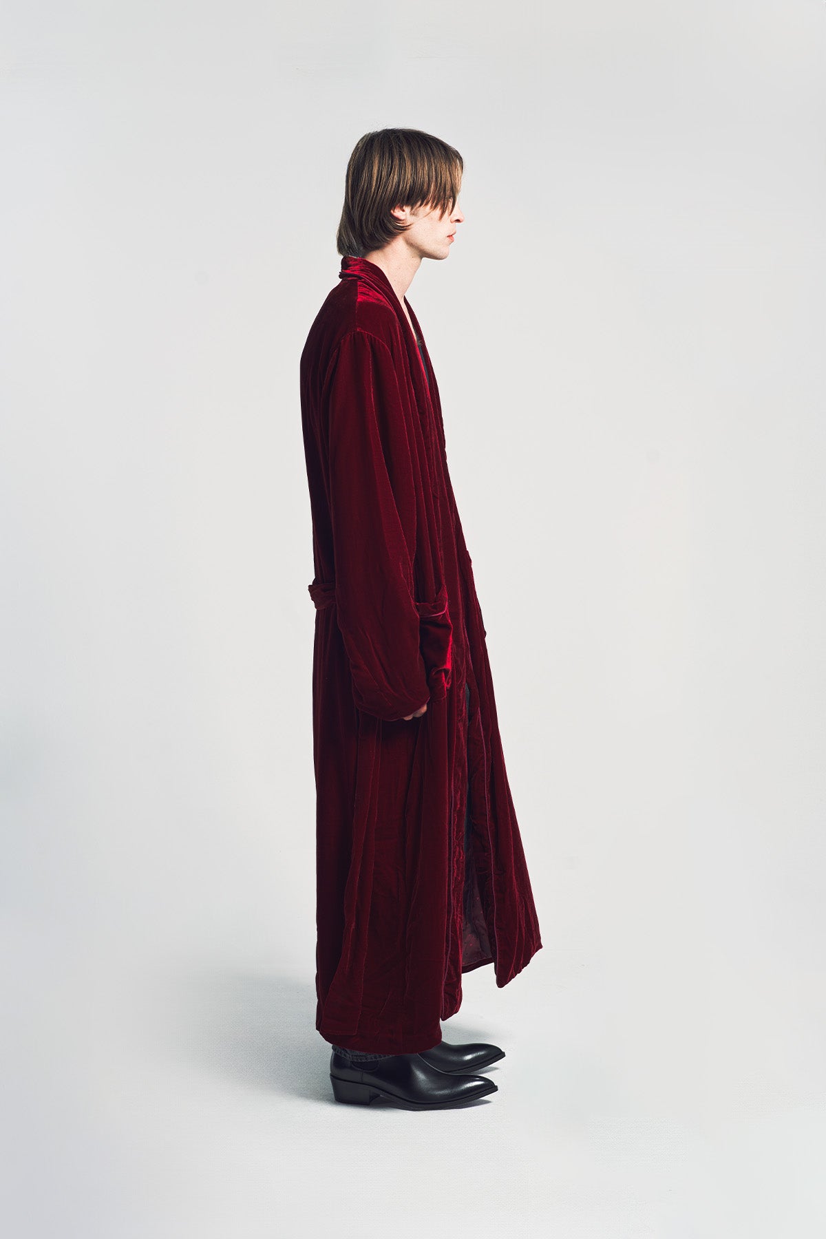 SUSAN BECKER | MEN'S RED SILK & VELVET BAMBERG ROBE