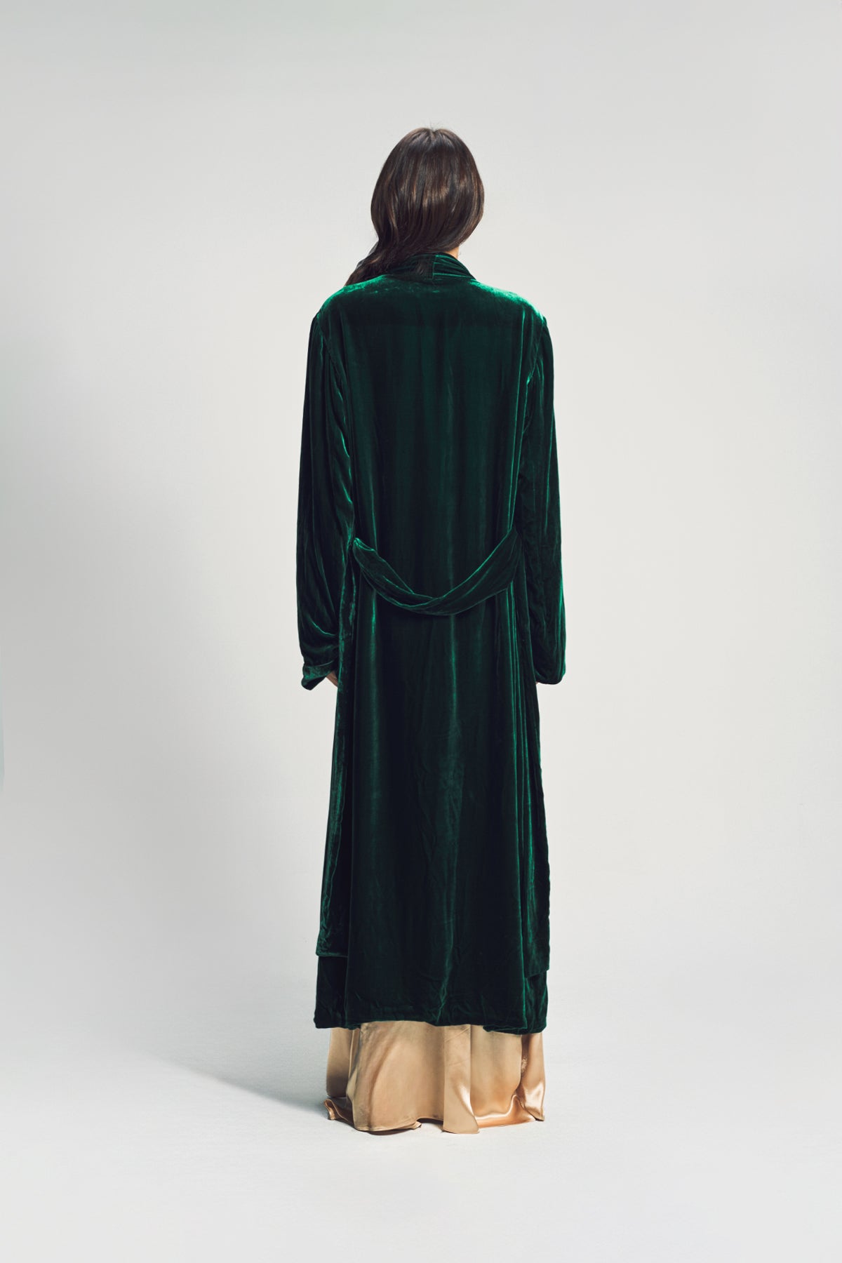 SUSAN BECKER | WOMEN'S GREEN SILK & VELVET POLKA DOT ROBE