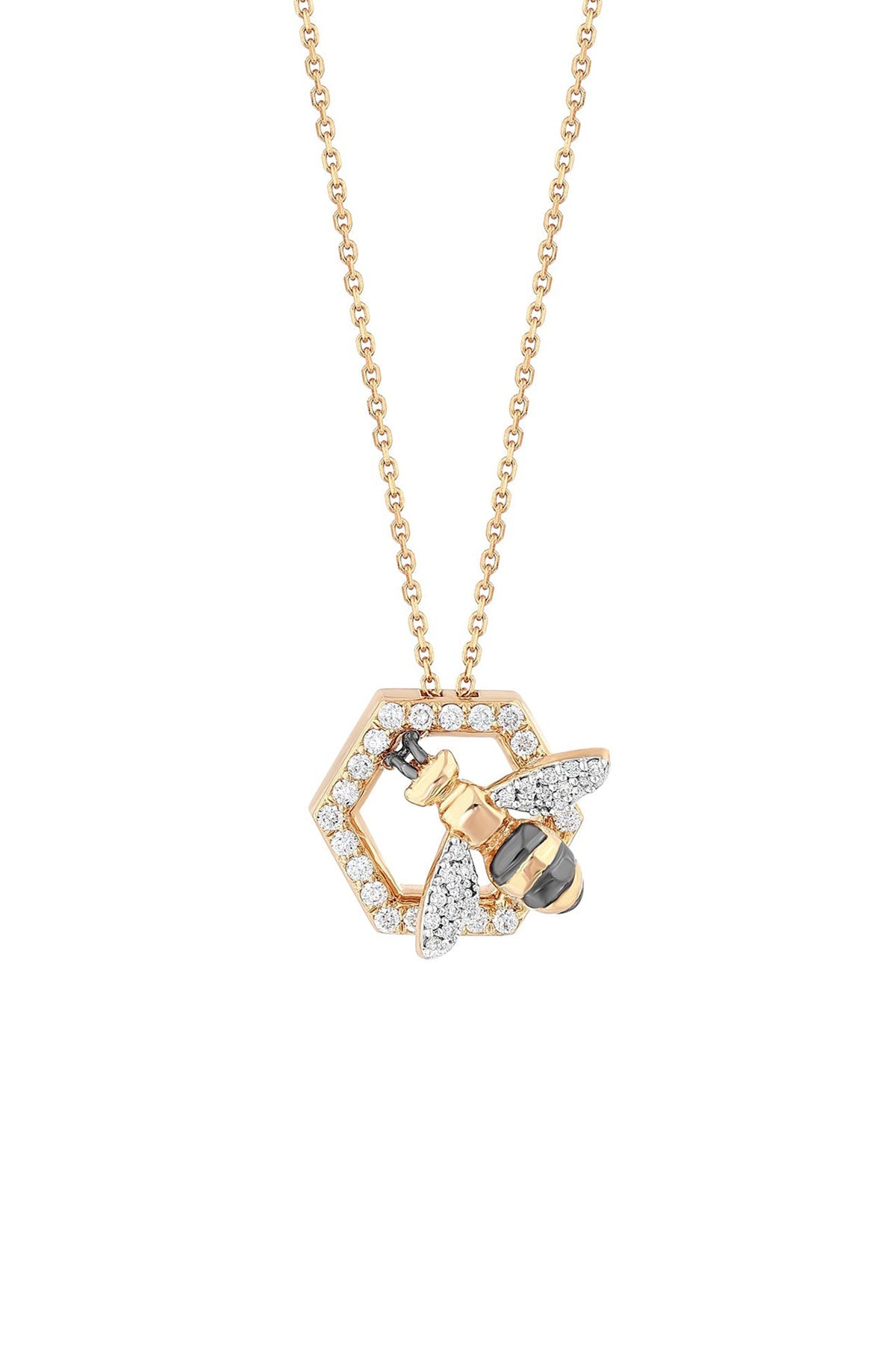 BEE GODDESS | ROSE GOLD QUEEN BEE DIAMOND NECKLACE