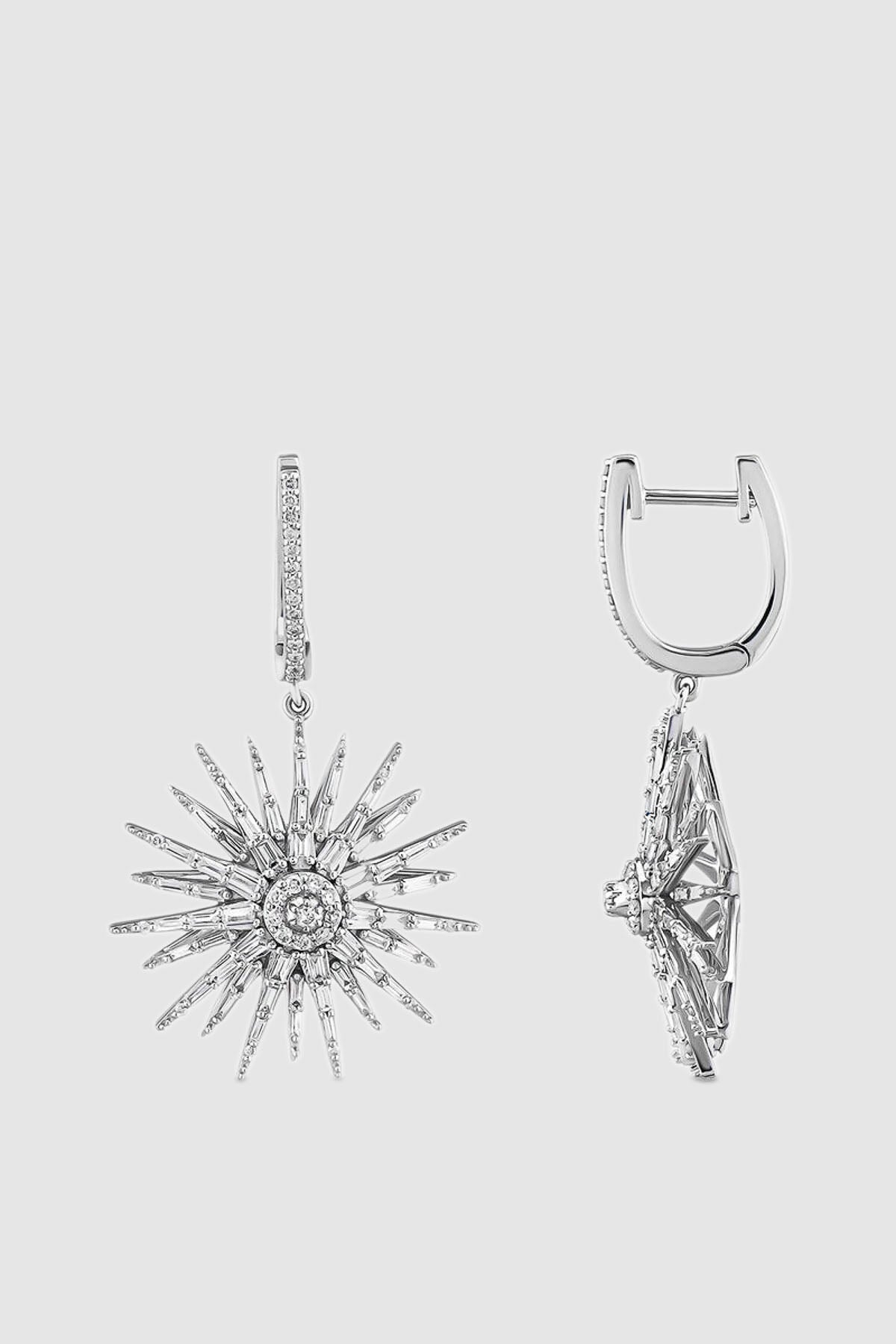 BEE GODDESS | 18K WHITE GOLD JARDIN STAR DIAMOND EARRINGS