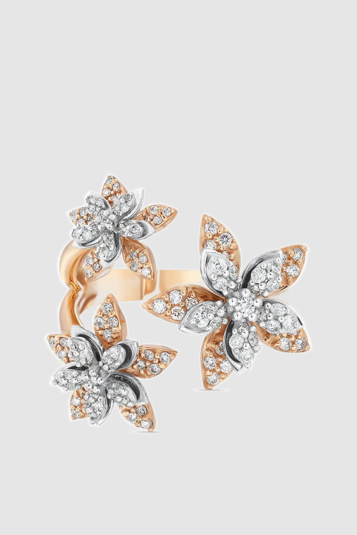 BEE GODDESS | ROSE-WHITE GOLD APPLE SEED DIAMOND RING