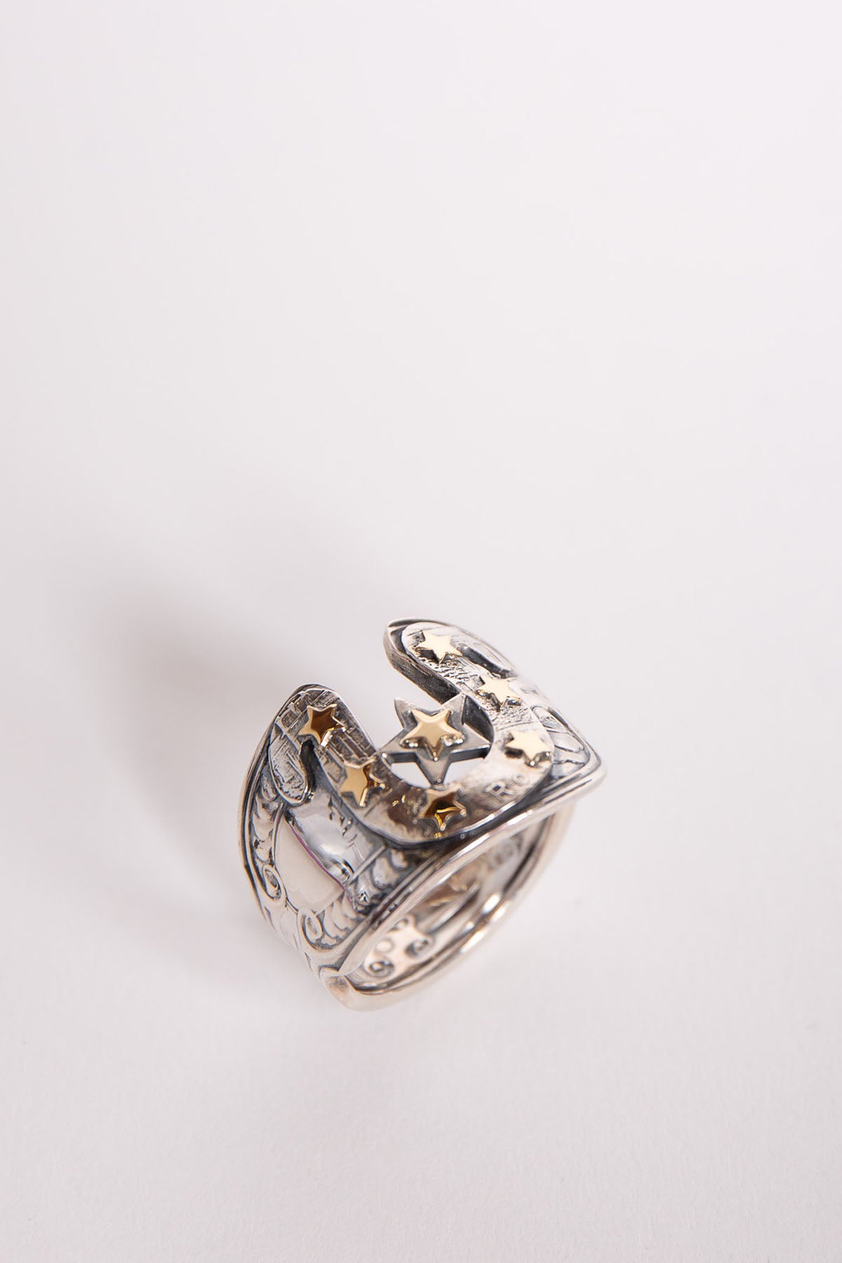 BLIND MAN TOGS | 18K YELLOW GOLD AND STERLING SILVER 7 STARS HORSESHOE RING - MAXFIELD LA
