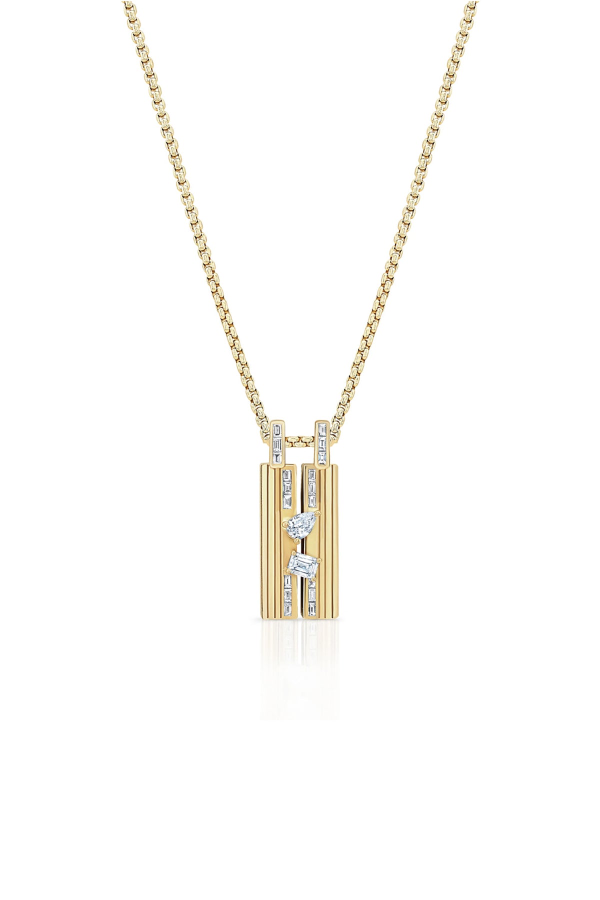 LORAIDA | SMALL BLADE EMERALD & EDGE PEAR DIAMOND NECKLACE - MAXFIELD LA