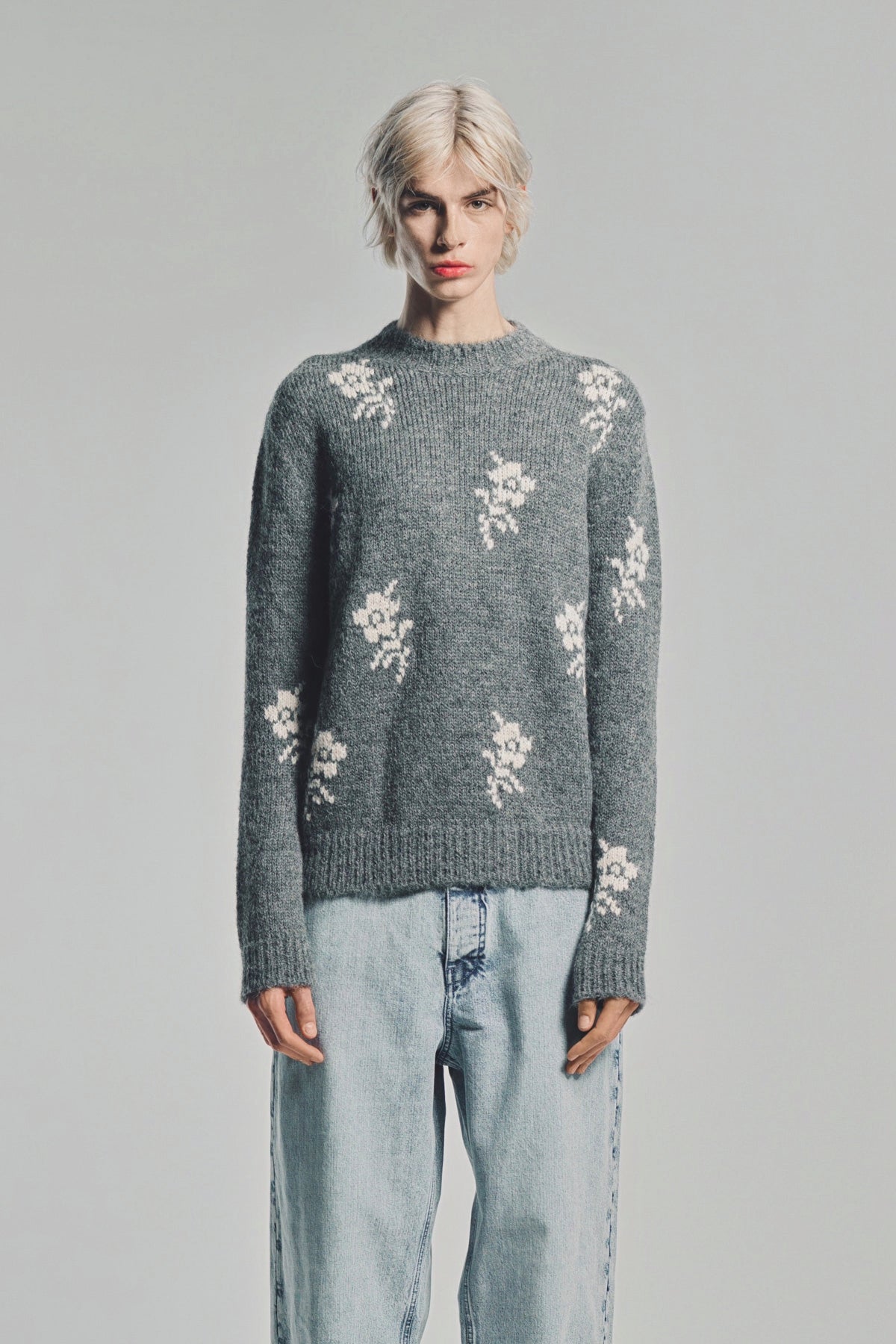 JIL SANDER | WOOL BLEND FLORAL SWEATER