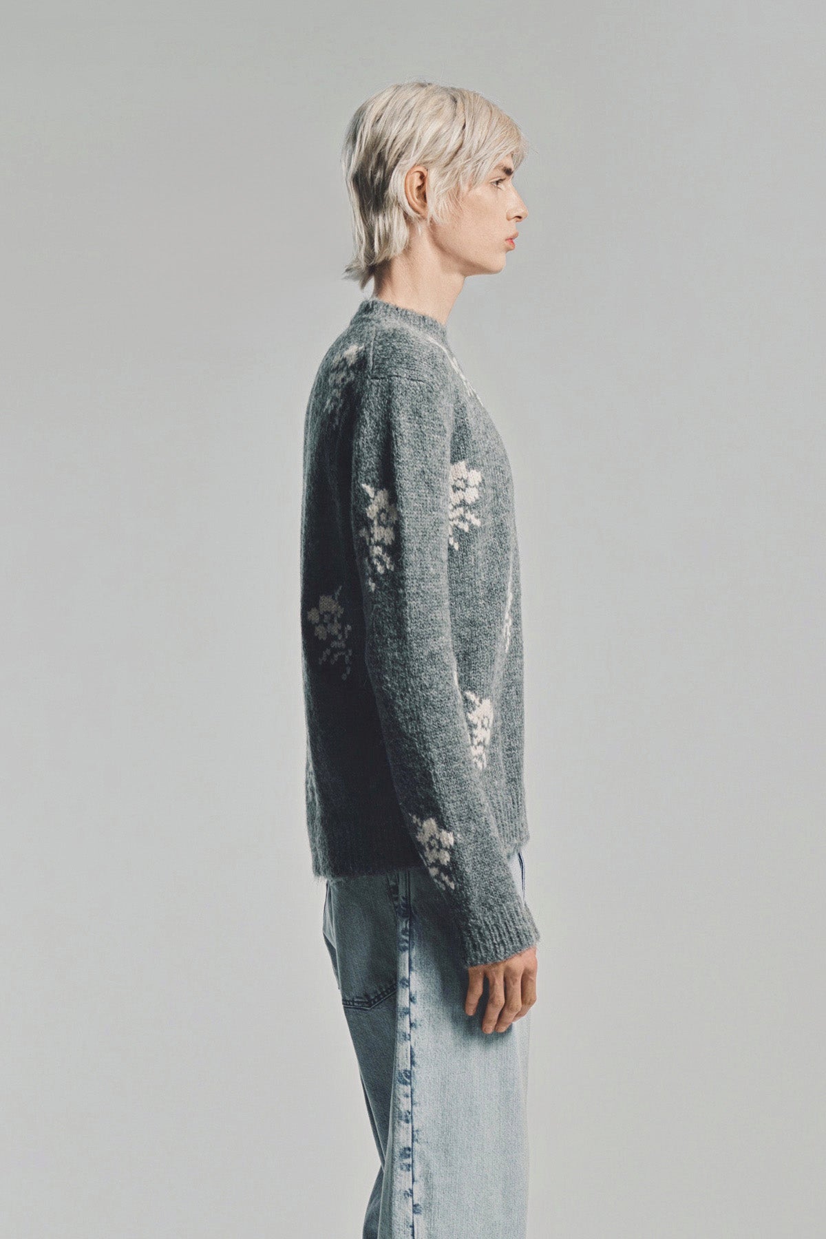 JIL SANDER | WOOL BLEND FLORAL SWEATER