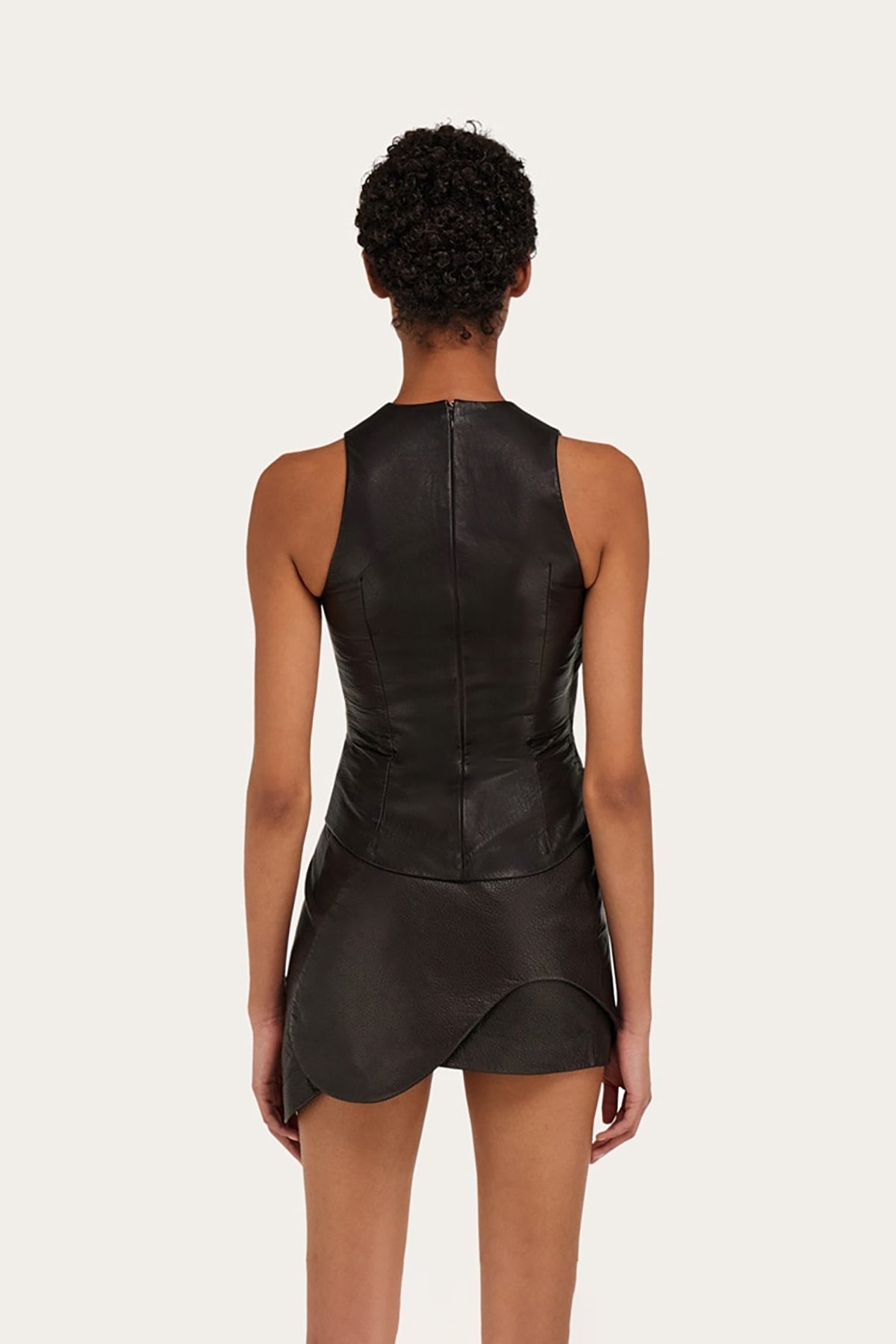 FERRAGAMO | GRAINY LEATHER TOP