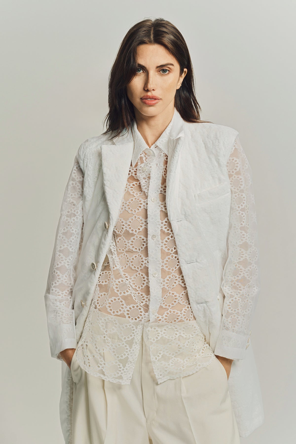 COMME DES GARCONS | NYLON SHEER JACQUARD COAT - MAXFIELD LA
