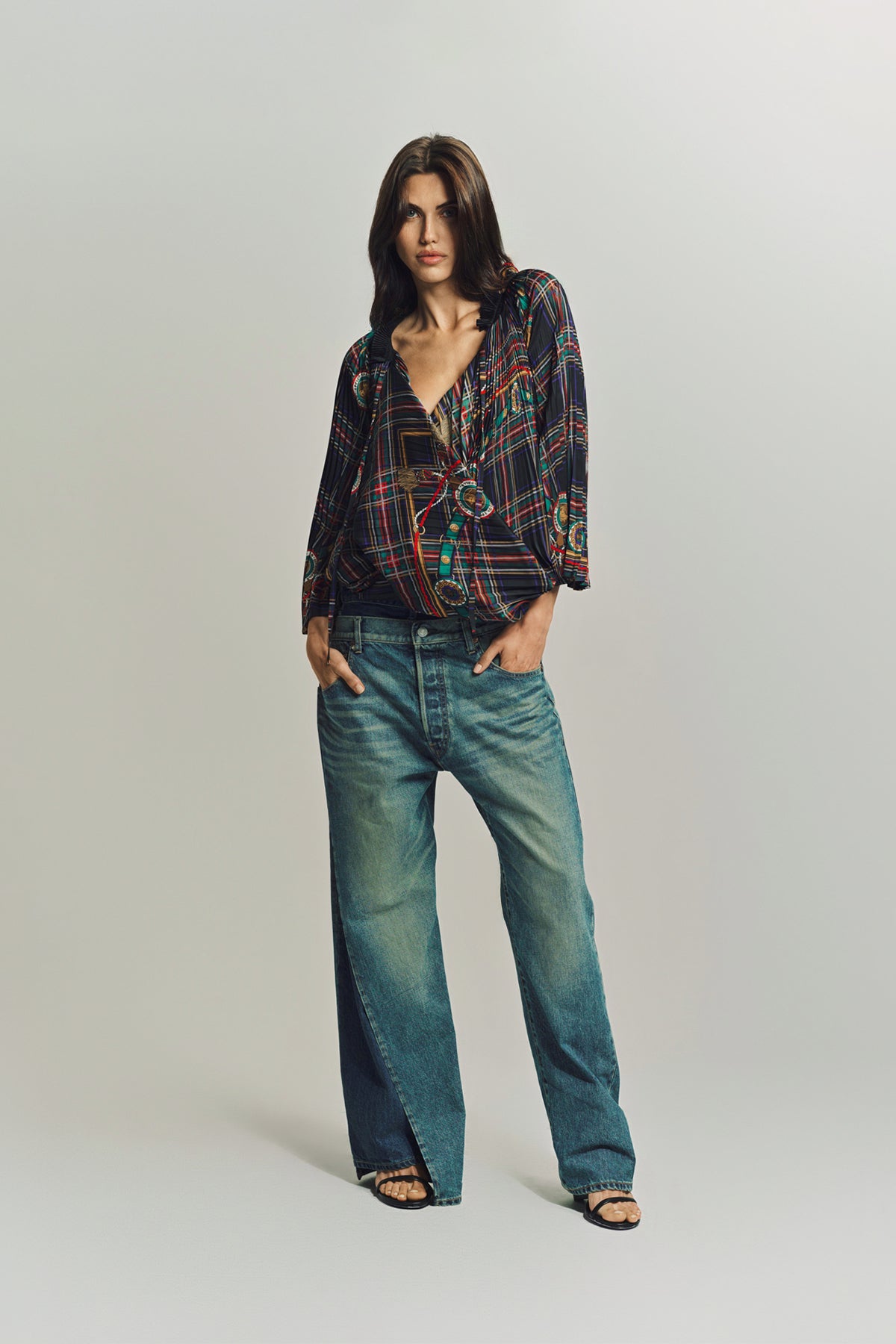 JUNYA WATANABE | TARTAN SCARF BLOUSE - MAXFIELD LA