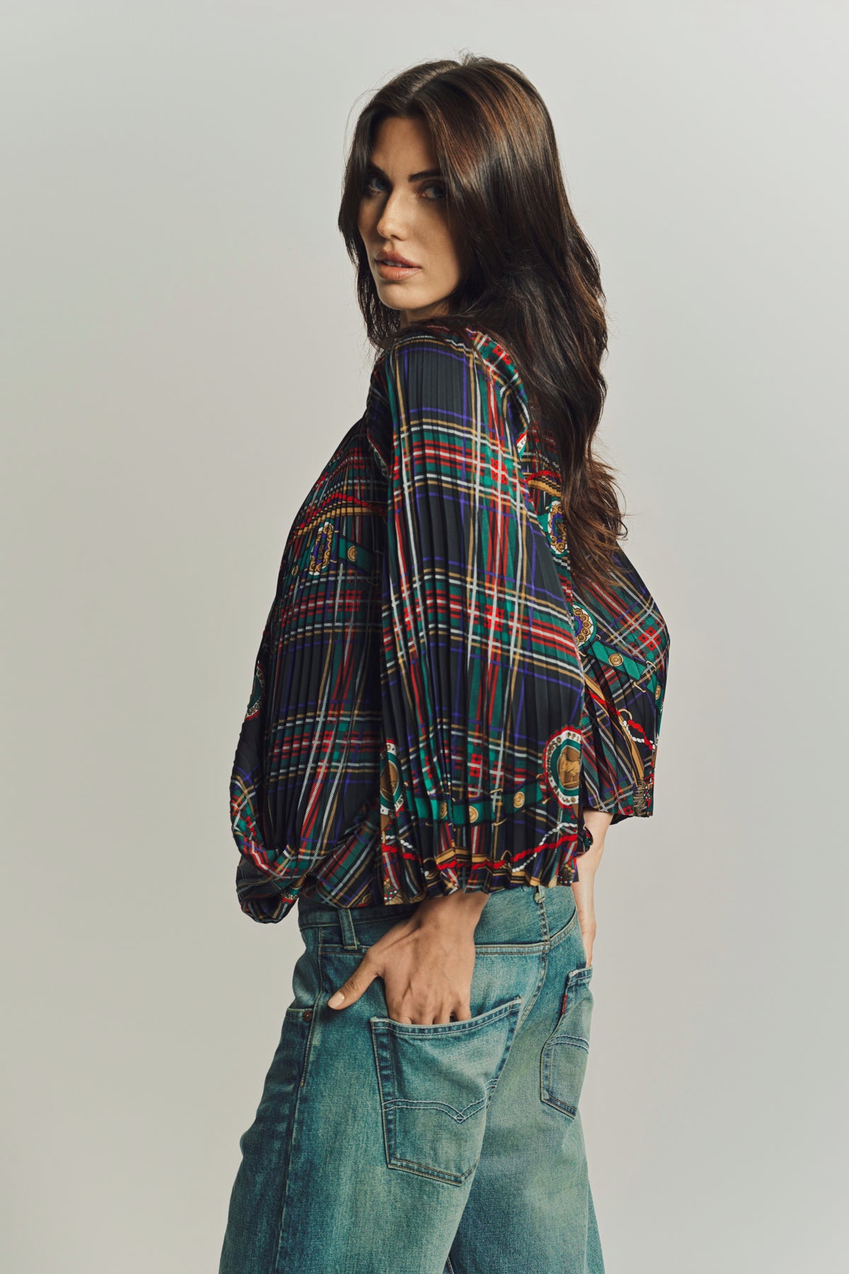 JUNYA WATANABE | TARTAN SCARF BLOUSE - MAXFIELD LA