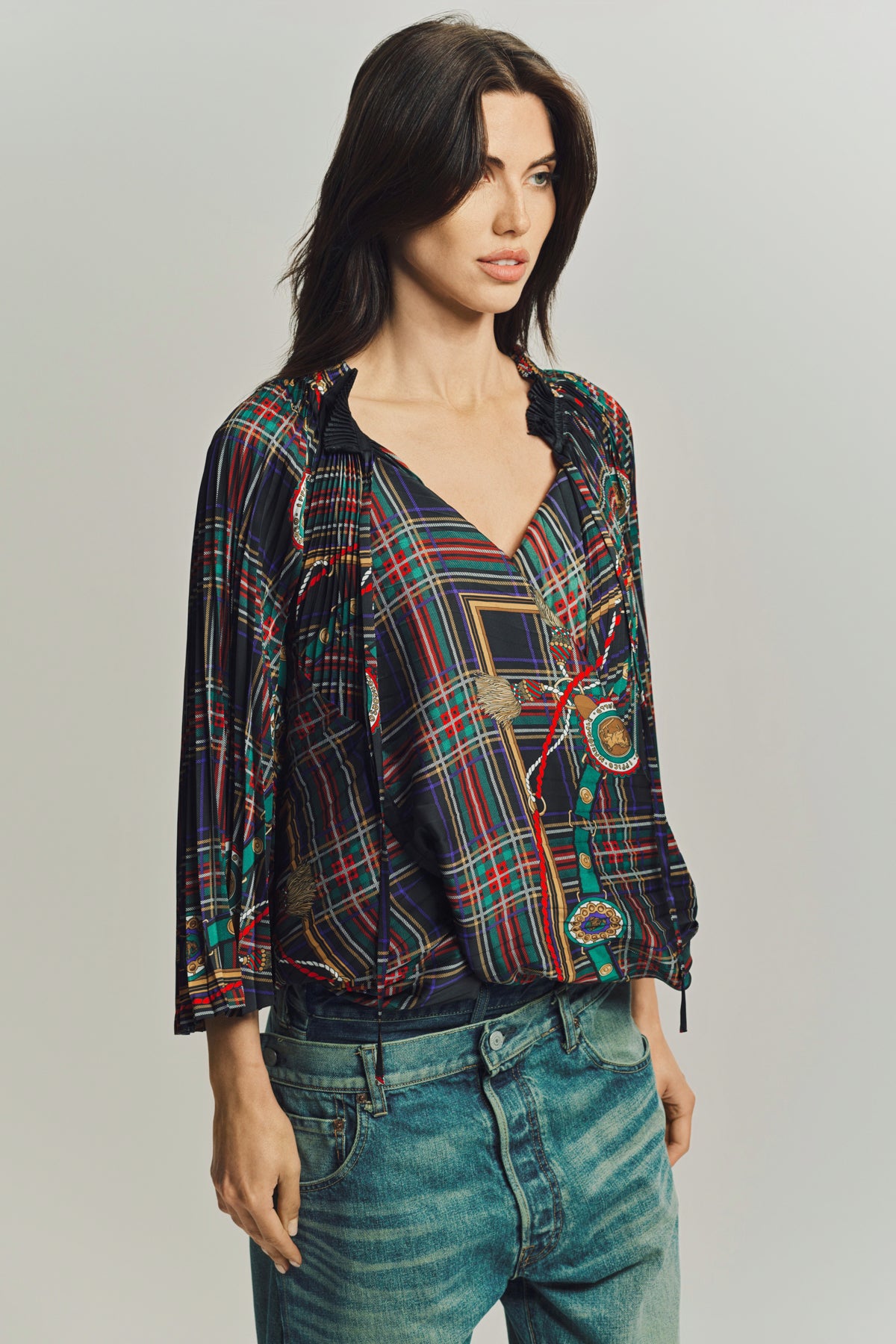 JUNYA WATANABE | TARTAN SCARF BLOUSE - MAXFIELD LA