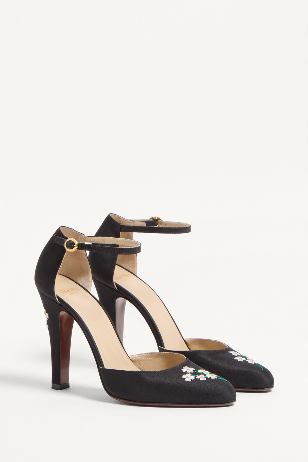 VALENTINO GARAVANI | EMBROIDERED ANKLE STRAP HEELS