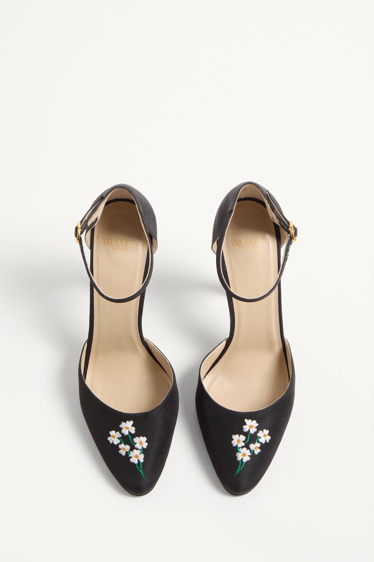 VALENTINO GARAVANI | EMBROIDERED ANKLE STRAP HEELS