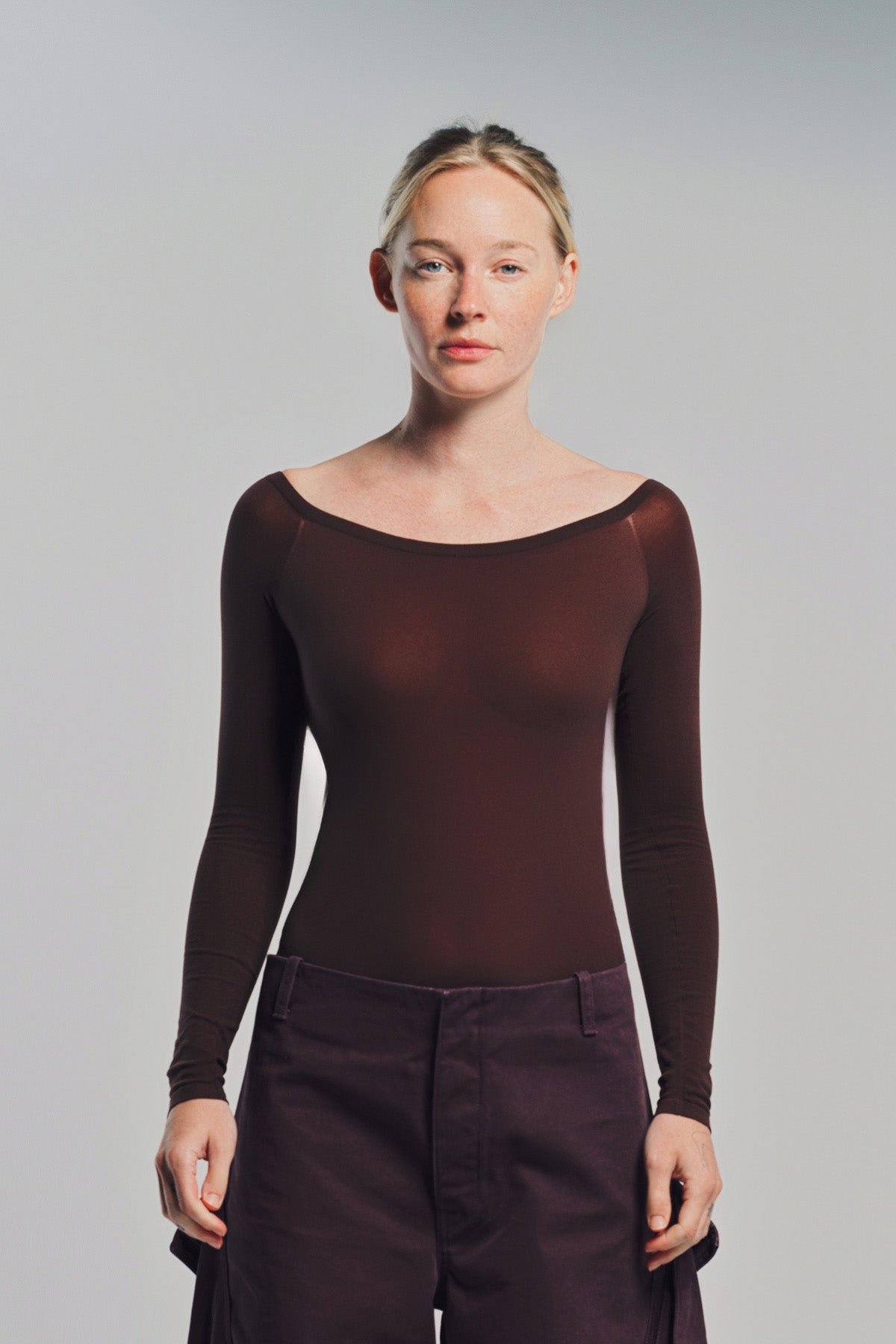 ALAÏA | SECOND-SKIN KNIT OFF-SHOULDER BODYSUIT
