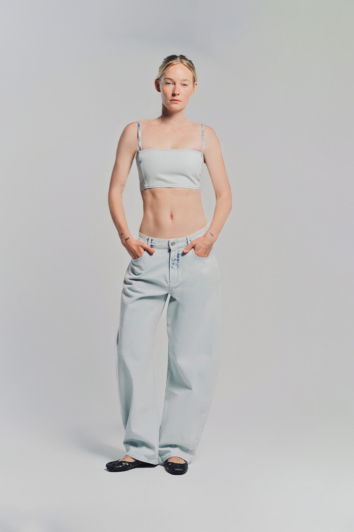 ALAÏA | DENIM BUSTIER TOP