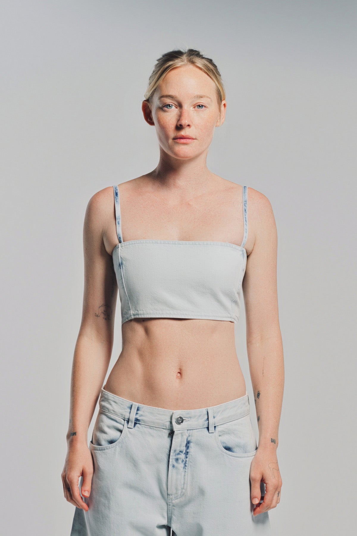 ALAÏA | DENIM BUSTIER TOP