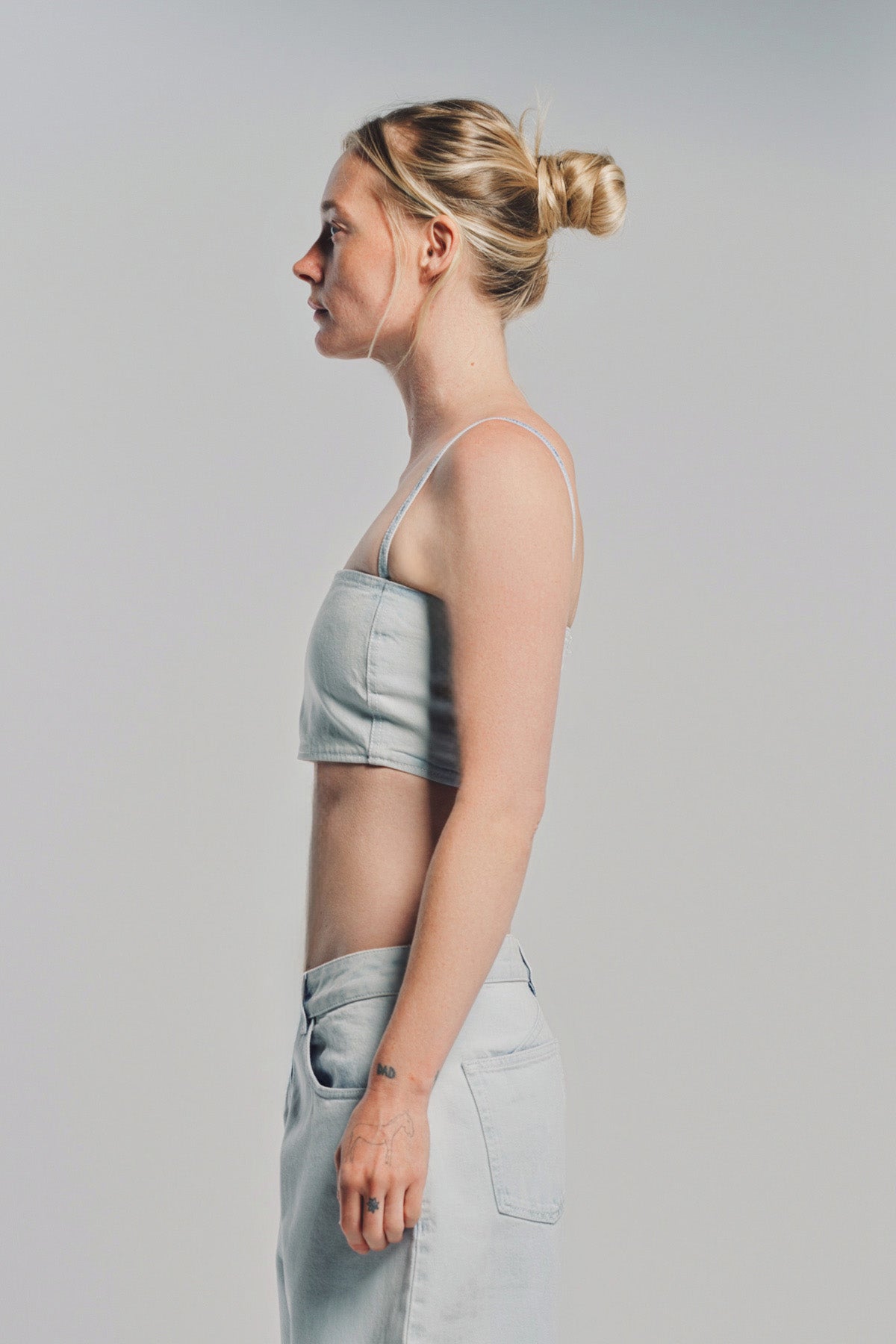 ALAÏA | DENIM BUSTIER TOP