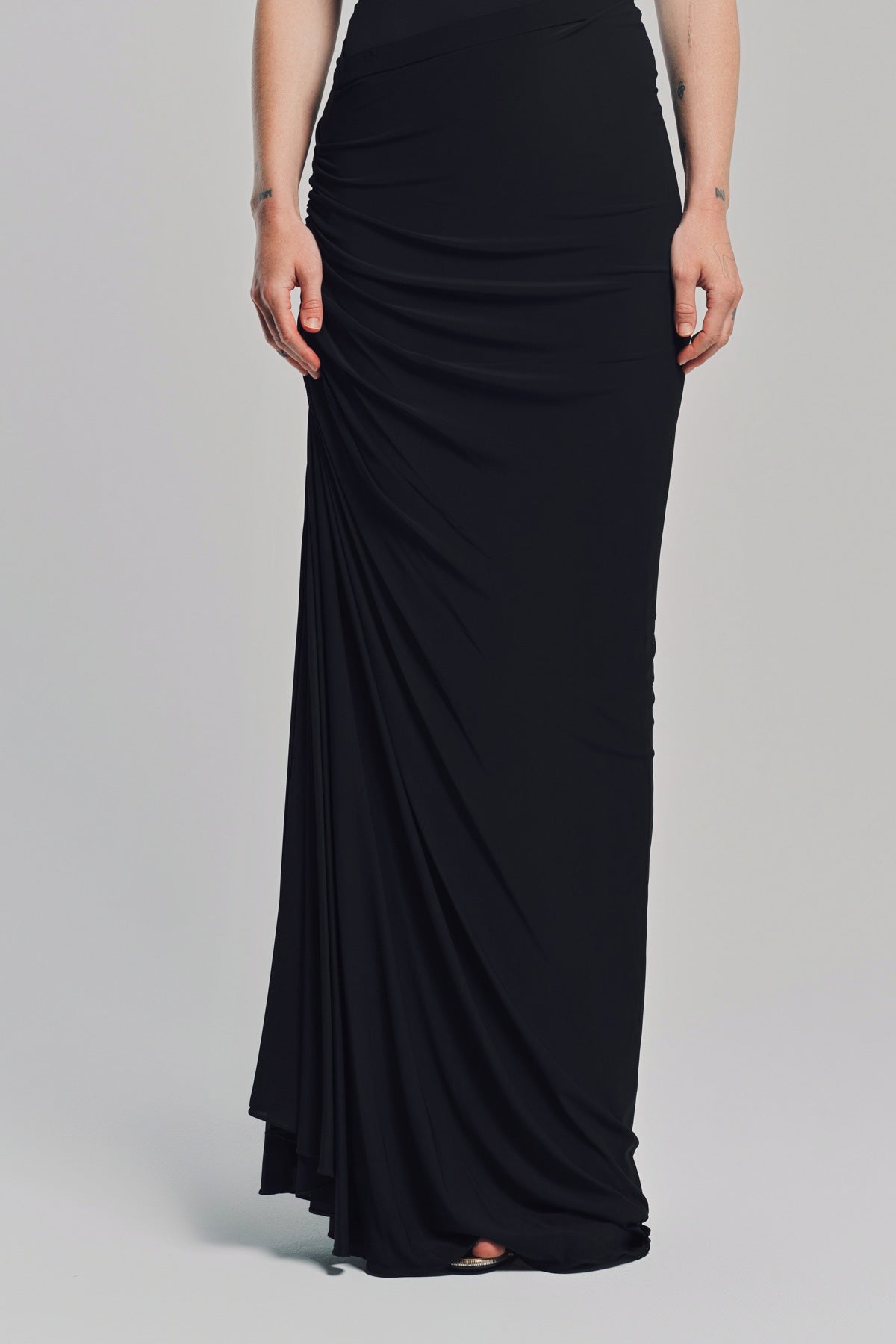ALAÏA | SOFT JERSEY DRAPED SKIRT
