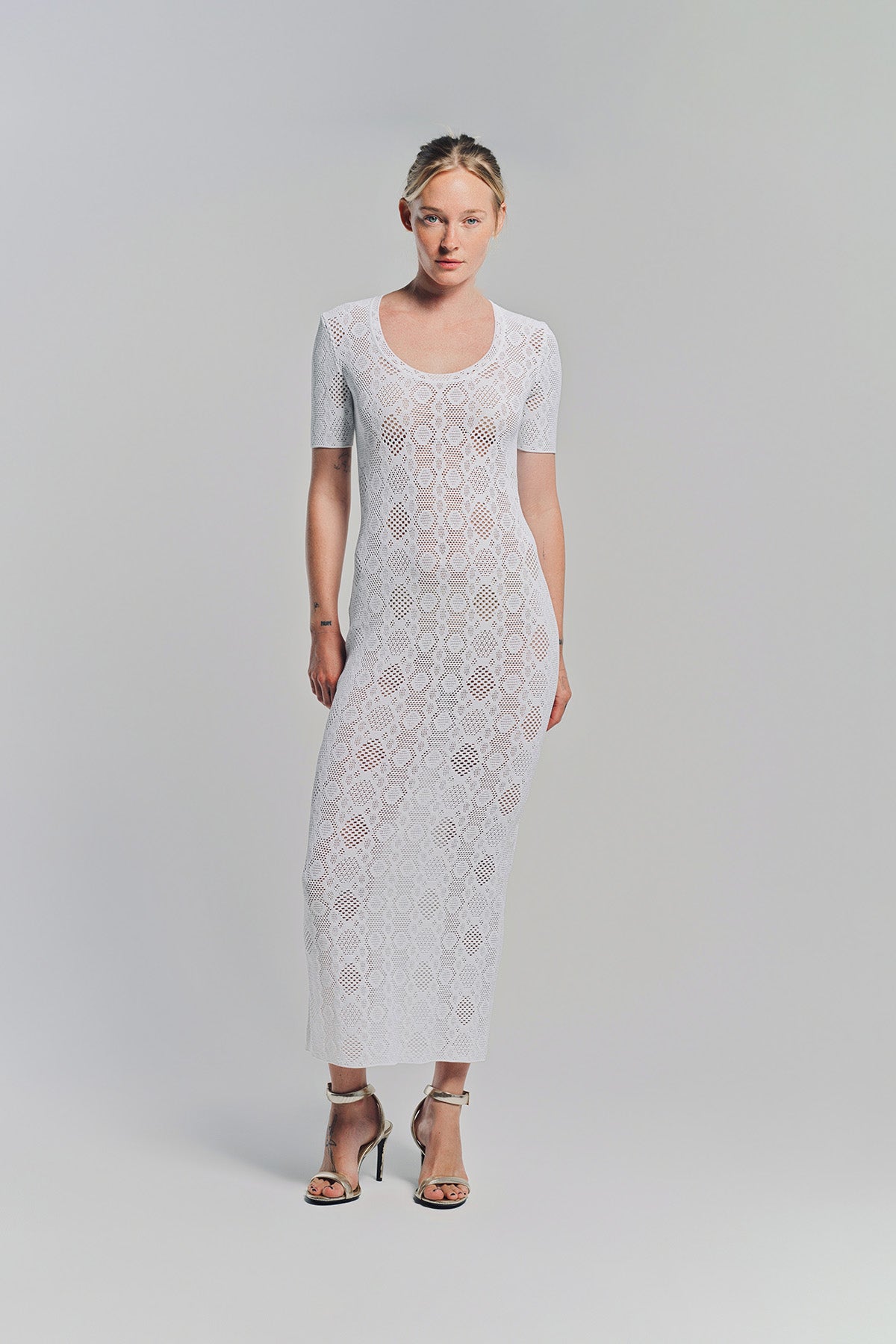 ALAÏA | PYTHON LACE KNIT DRESS