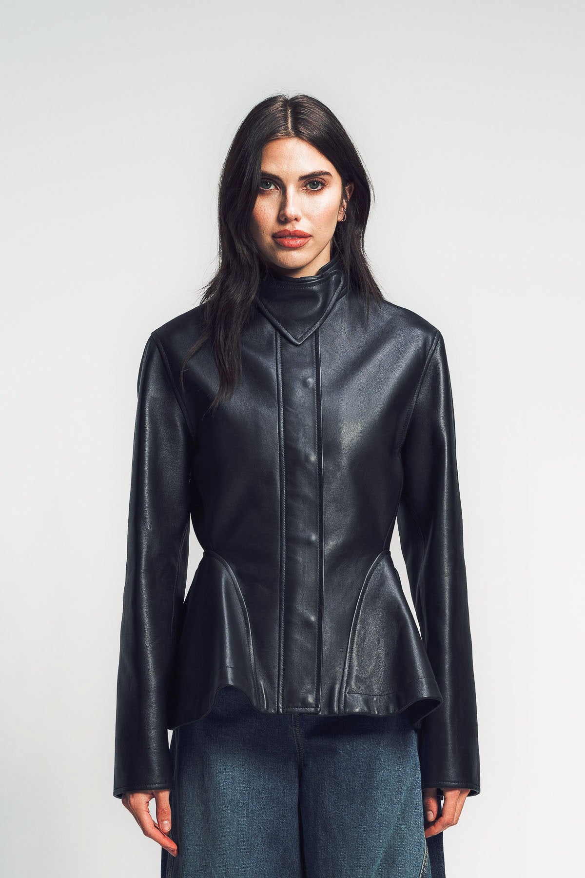 ALAÏA | PEPLUM LEATHER JACKET