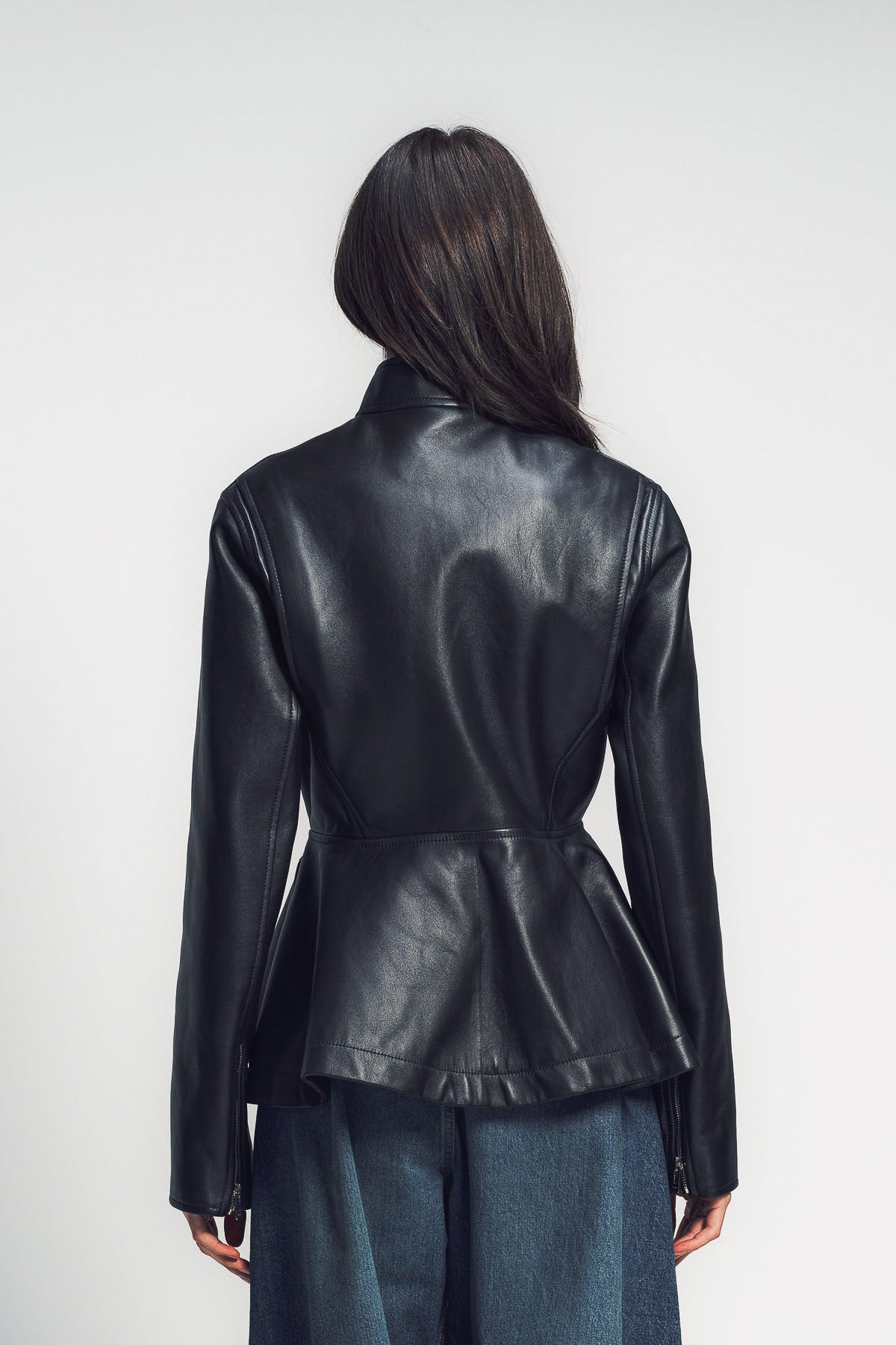 ALAÏA | PEPLUM LEATHER JACKET