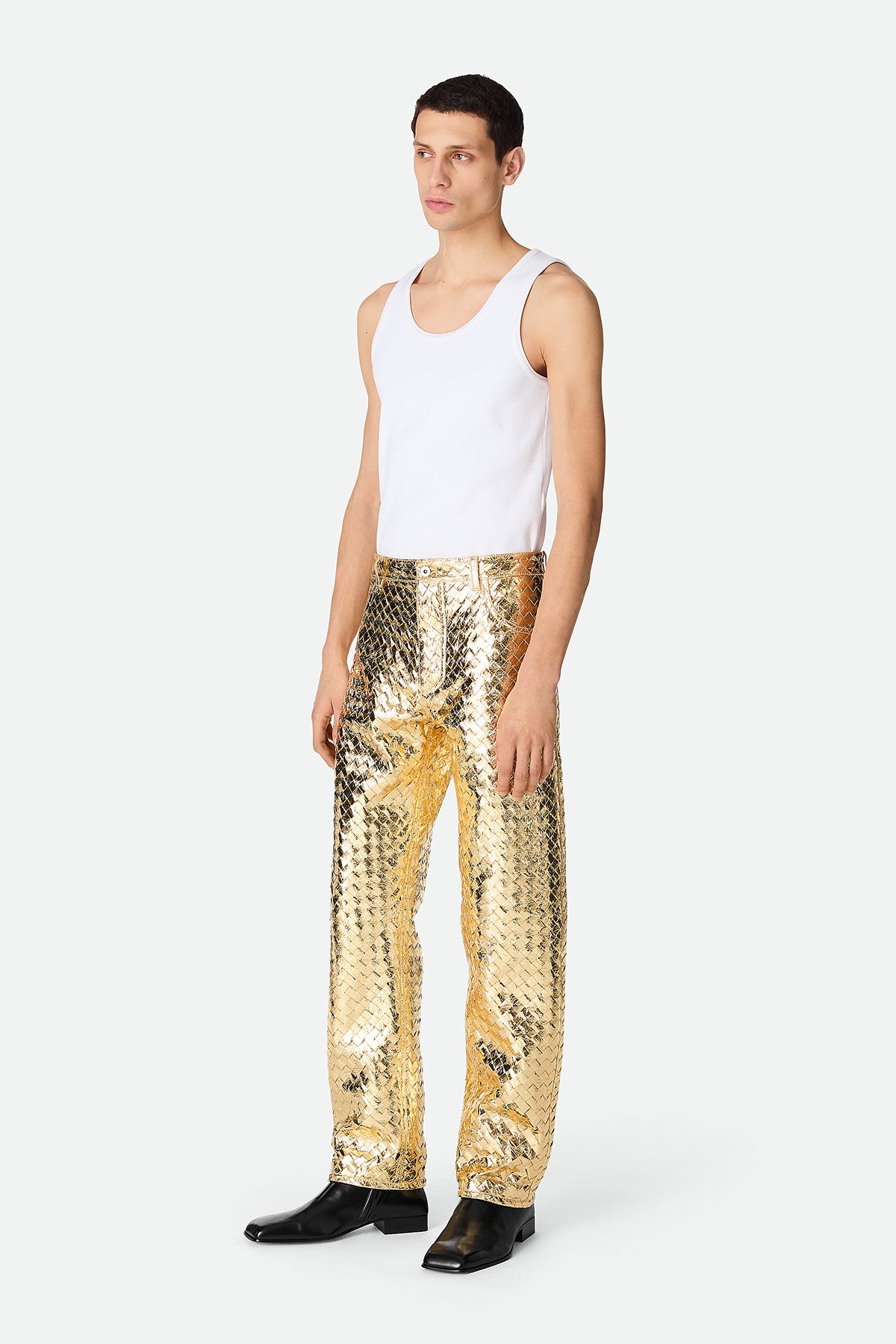 BOTTEGA VENETA | LAMINATED LEATHER TROUSERS - MAXFIELD LA